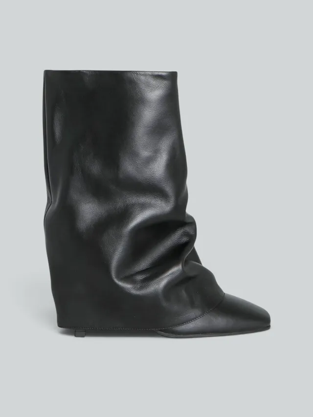 Ovyè Tronchetti con tacco in pelle nero tacco 10 cm