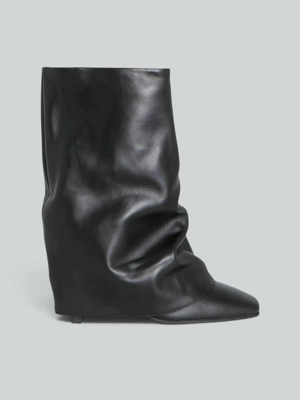 Ovyè Tronchetti con tacco in pelle nero tacco 10 cm