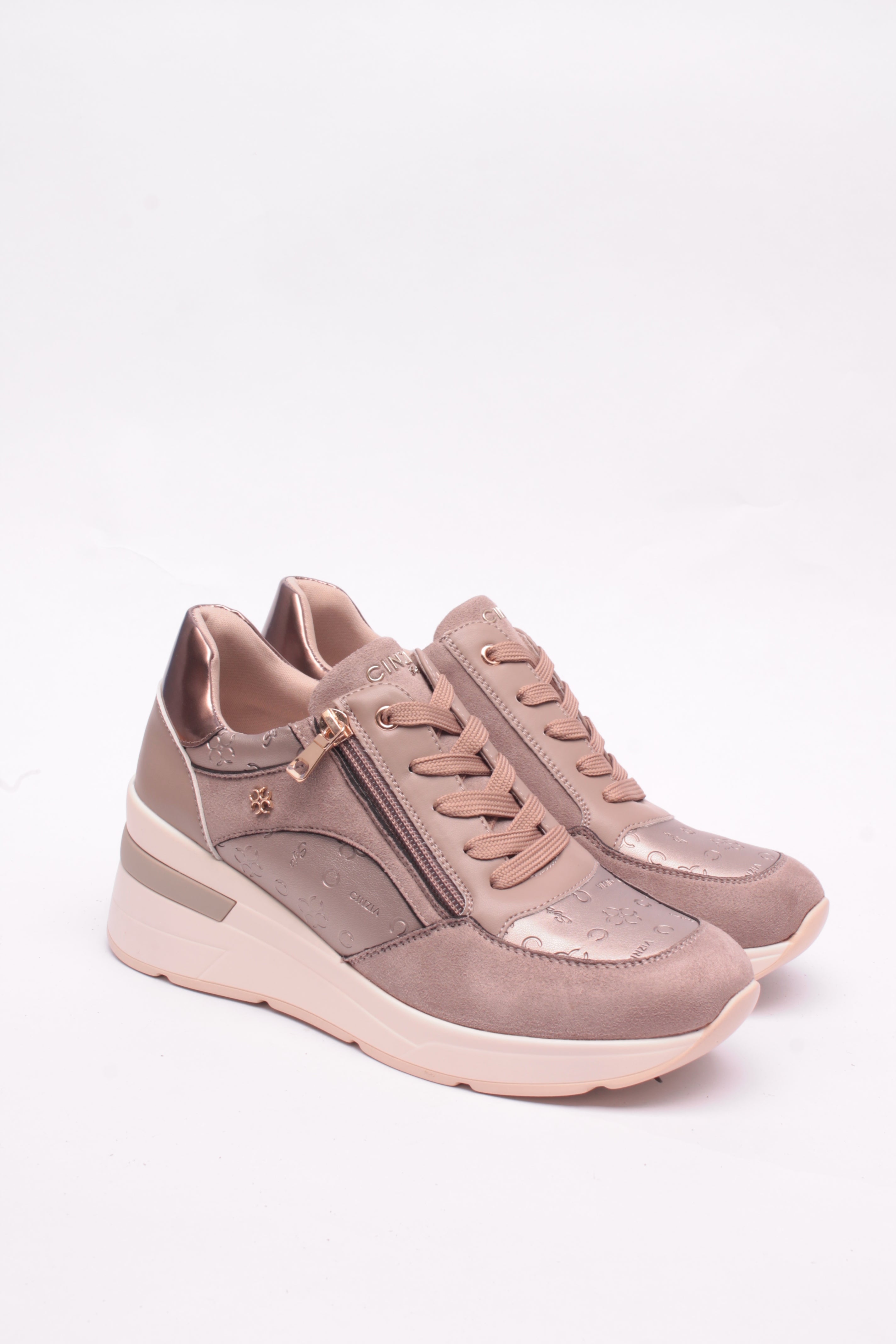 Cinzia Soft CN2050 Sneakers Donna Nero Taupe Tacco 3 cm