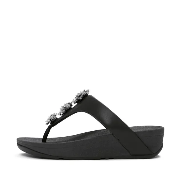 FitFlop Flowrise Adornment Toe-Post sandali donna nero