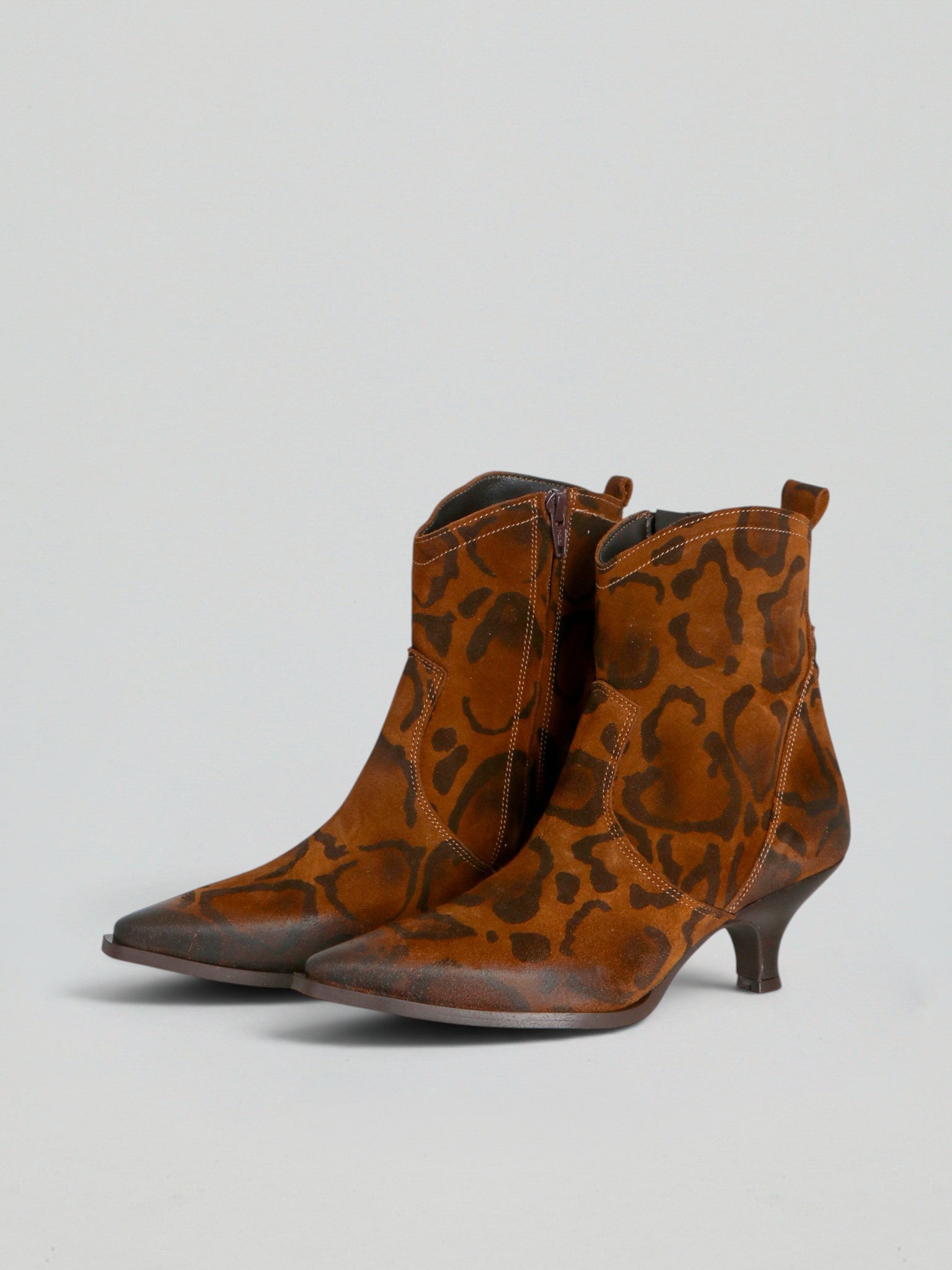 Ovyè Tronchetti tacco camoscio ankle boots cognac tacco 6
