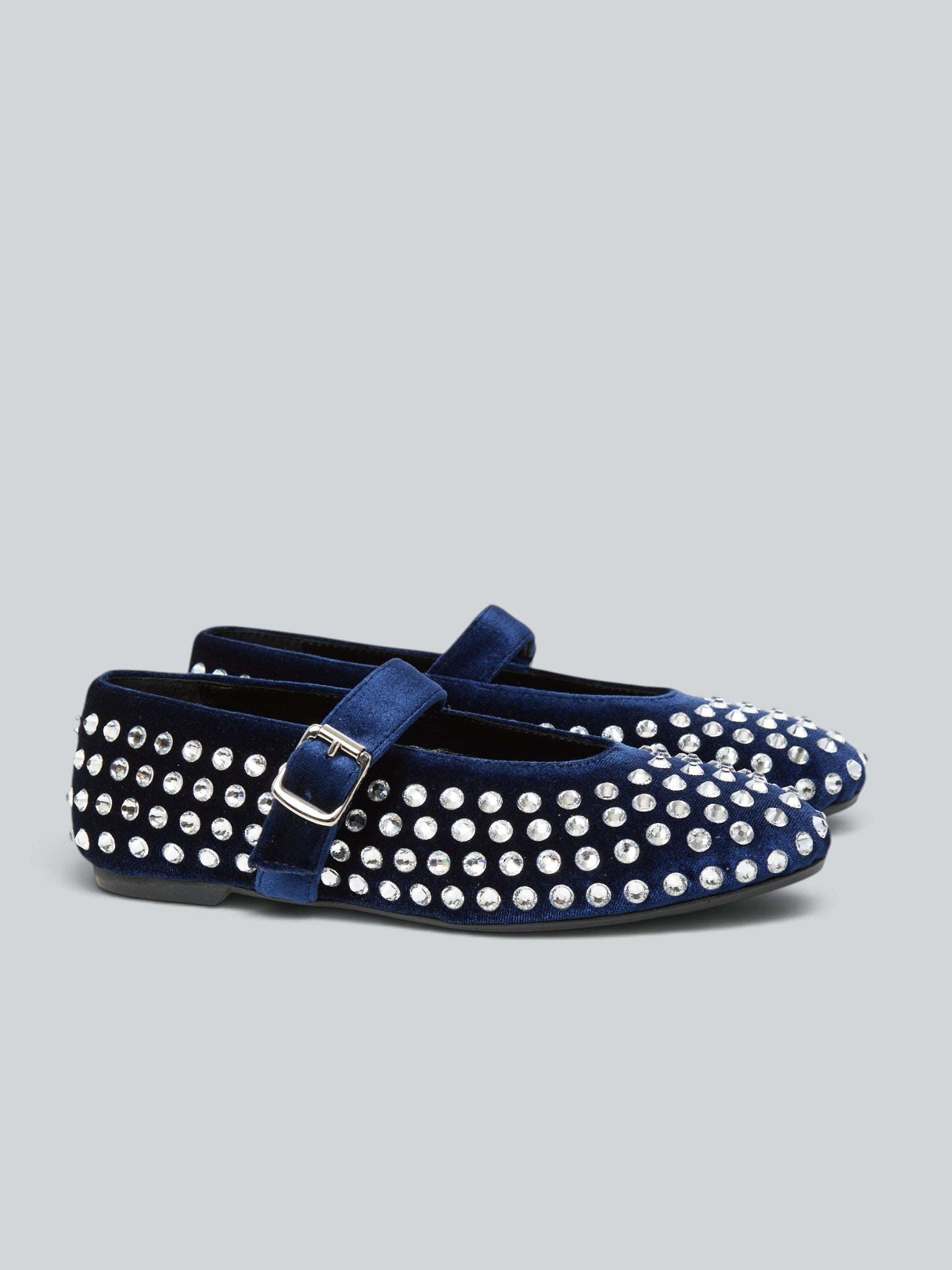 Ovyè Mary Jane velluto blu ballerine strass 1 cm