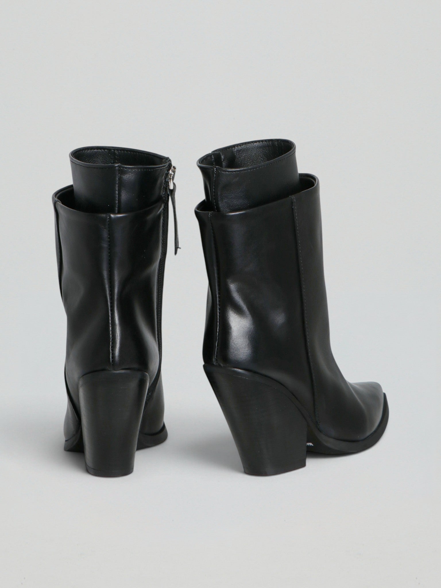 Ovyè Texani pelle neri tacco 10 cm cerniera