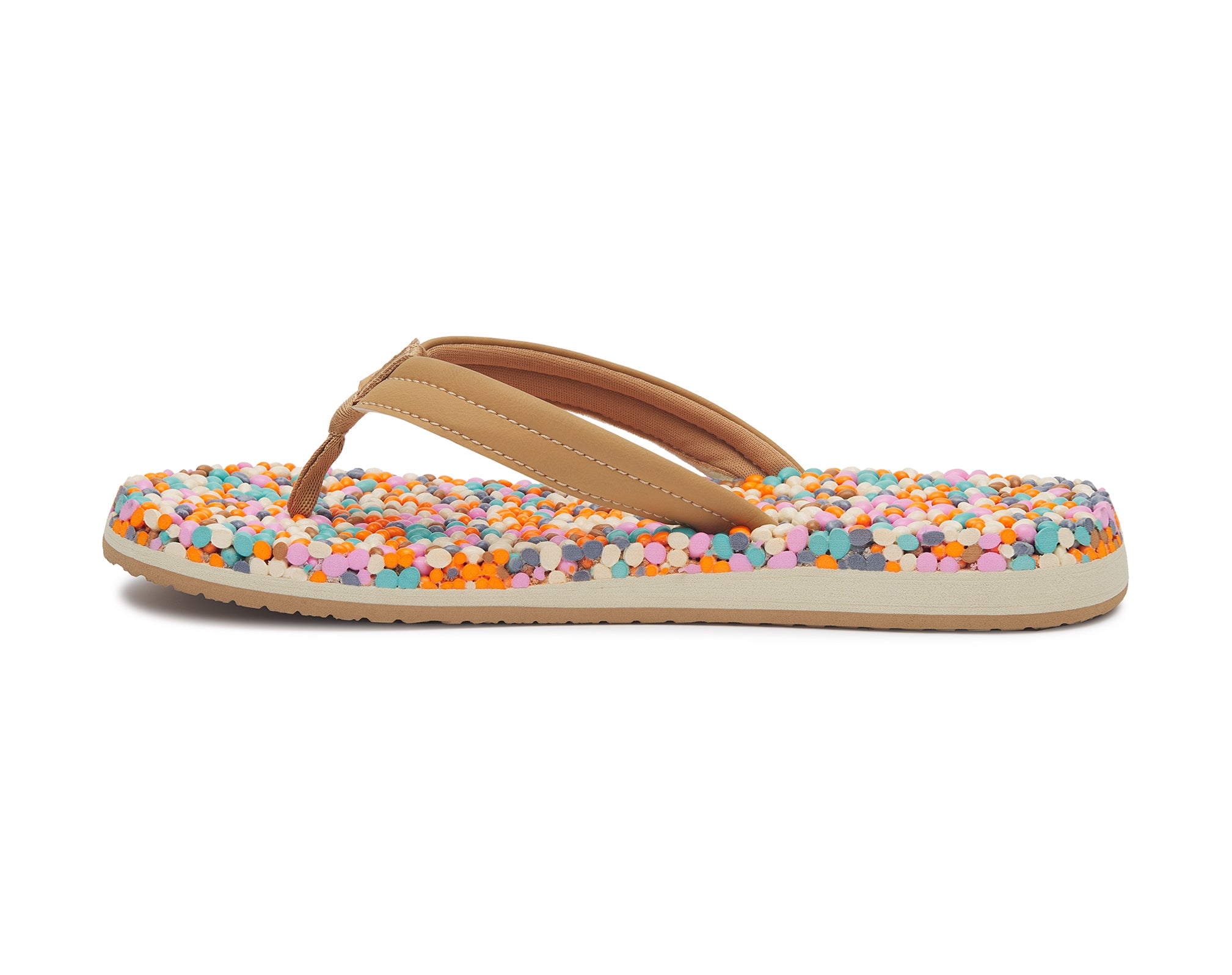 Sanuk Bubblecush infradito donna Tan con perline
