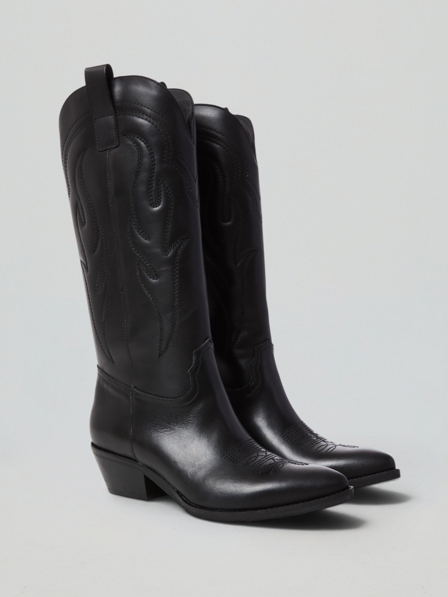 Ovyè Texani in pelle neri stivaletti western 5 cm