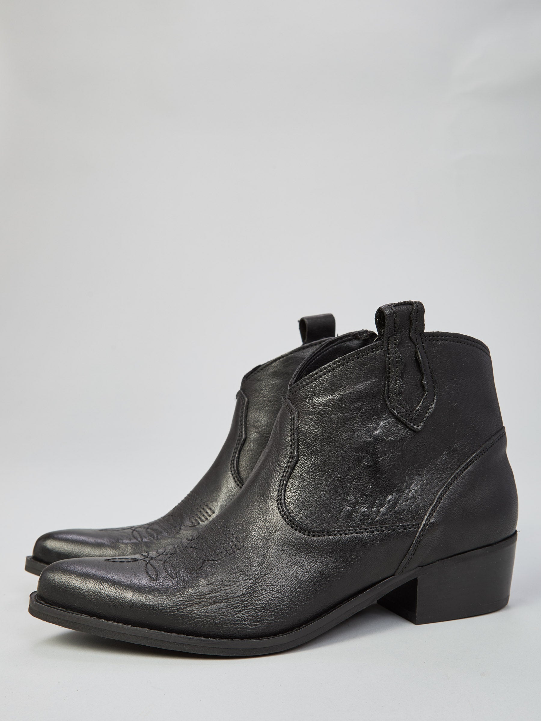 Ovyè Texanini Pelle Neri Tacco 4 cm Taglia 38