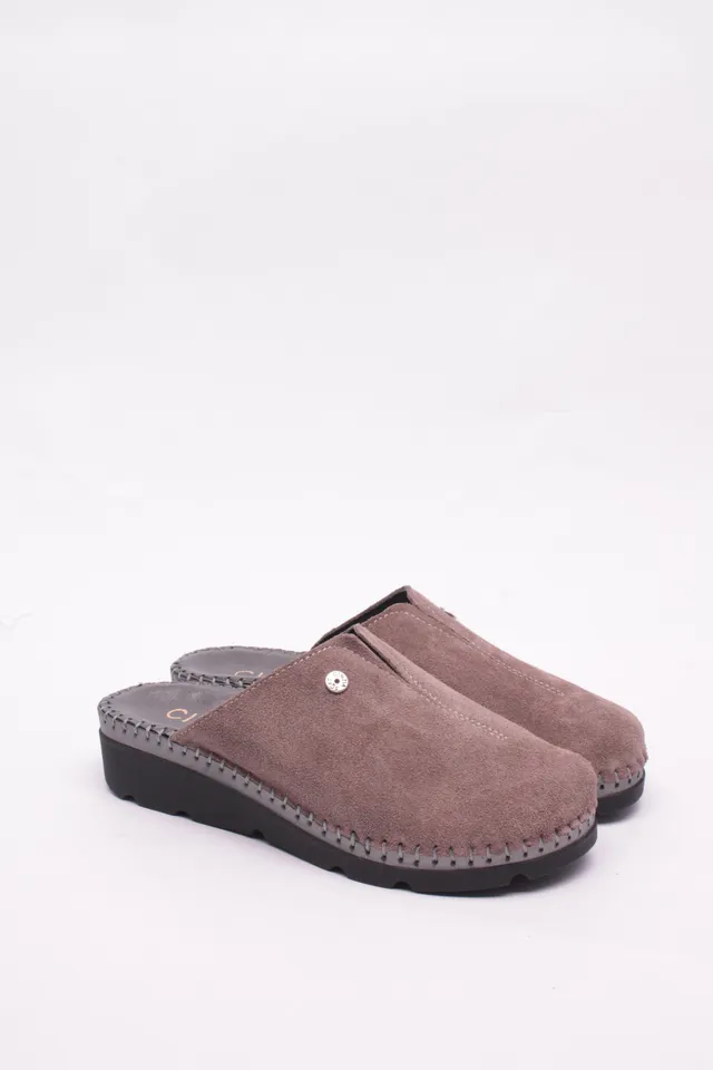 Cinzia Soft Pantofole Ciabatta Donna Pelle Tortora IMD30229