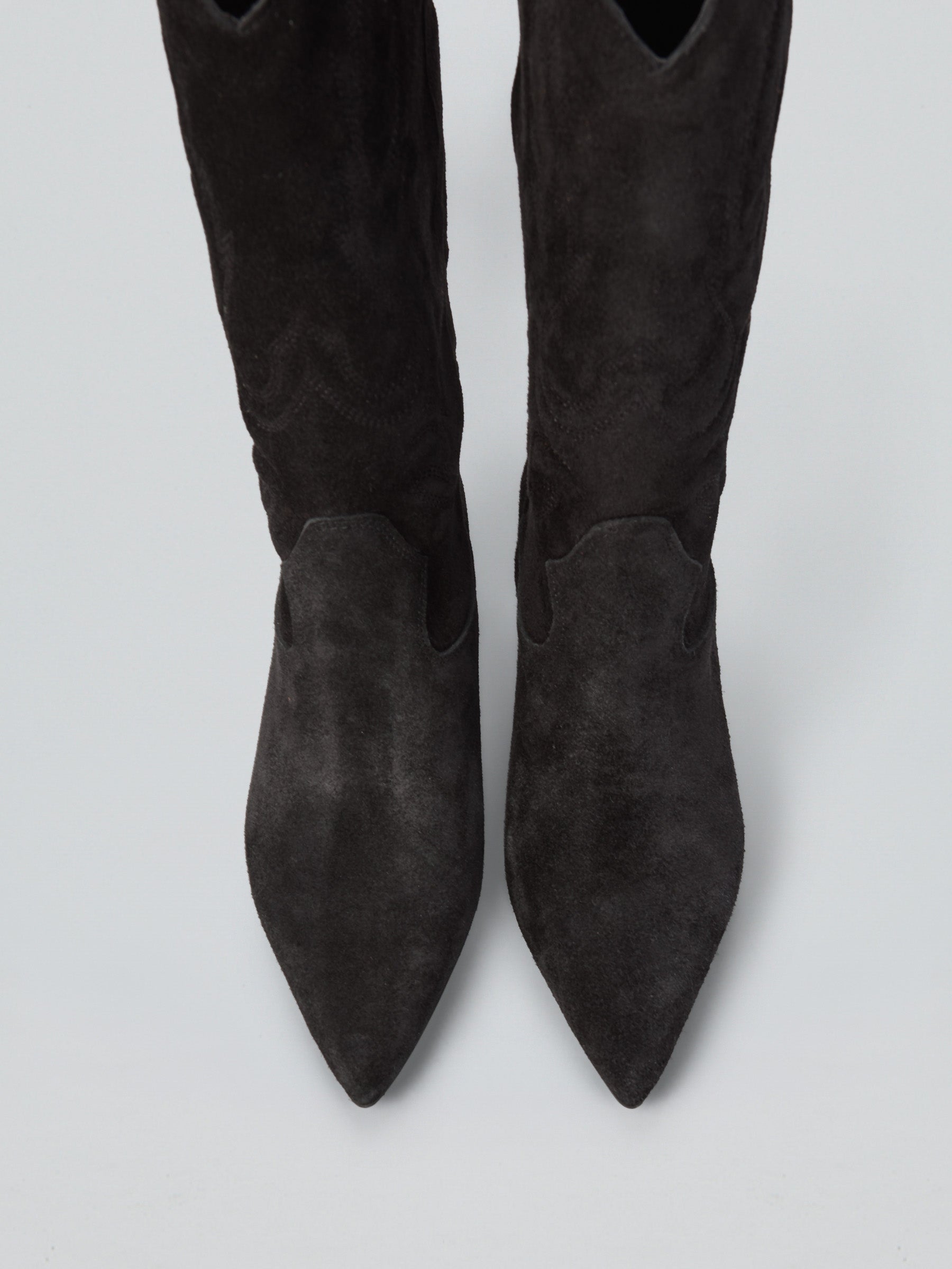 Ovyè Stivali in Camoscio Nero con Ricami Tacco 5 cm