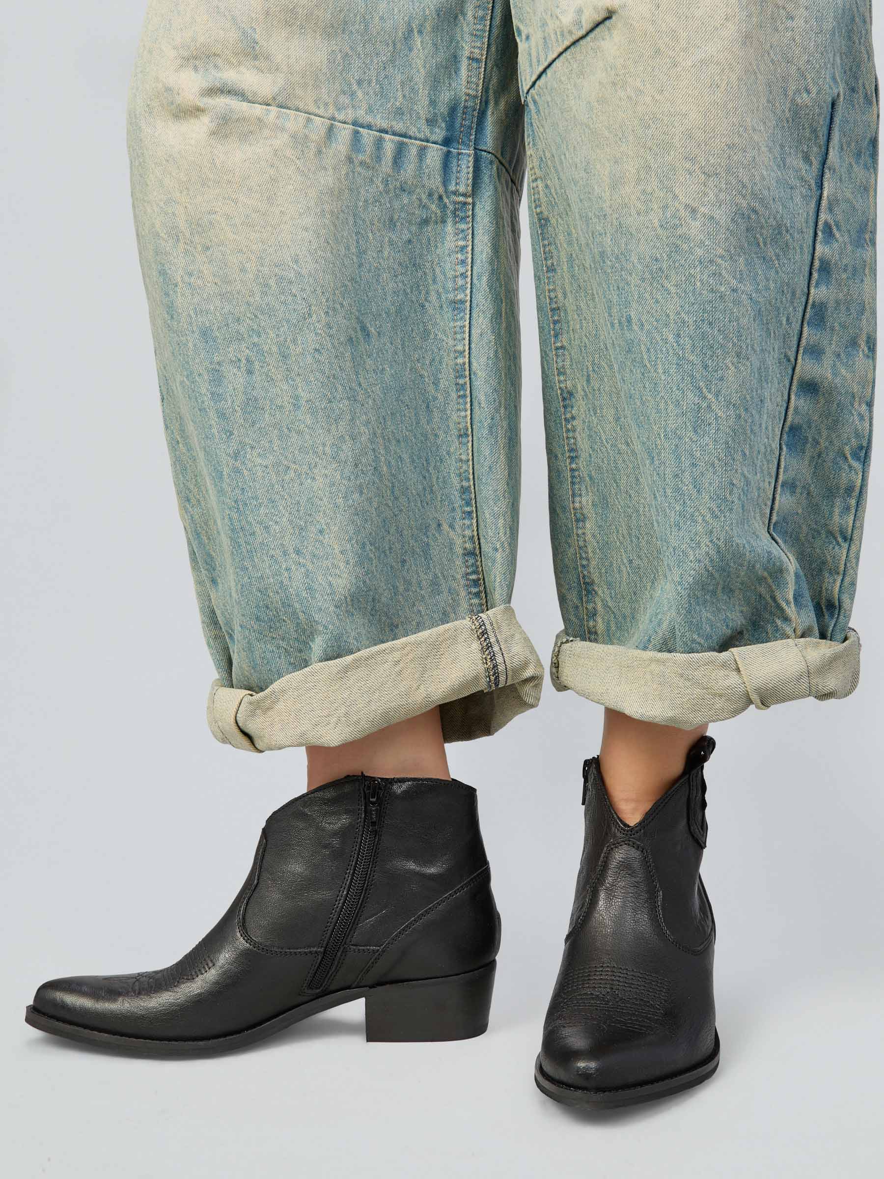 Ovyè Texanini Pelle Neri Tacco 4 cm Taglia 38