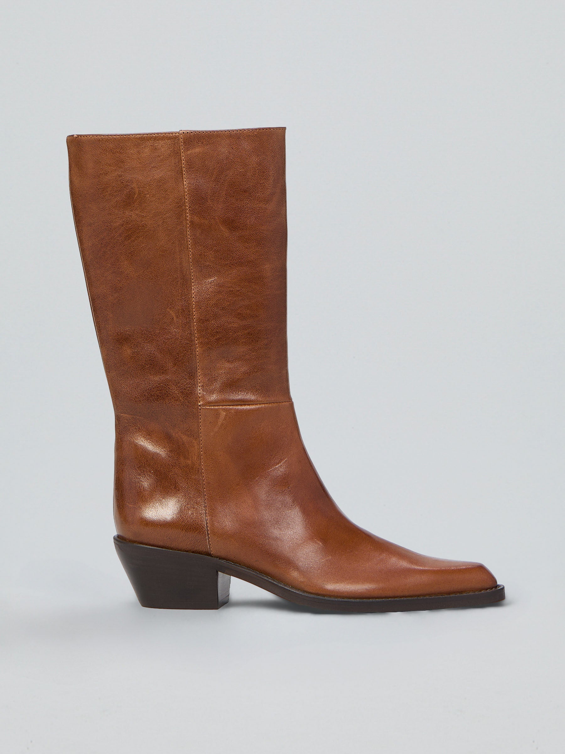 Ovyè Stivali con tacco pelle wisky tacco 5 cm