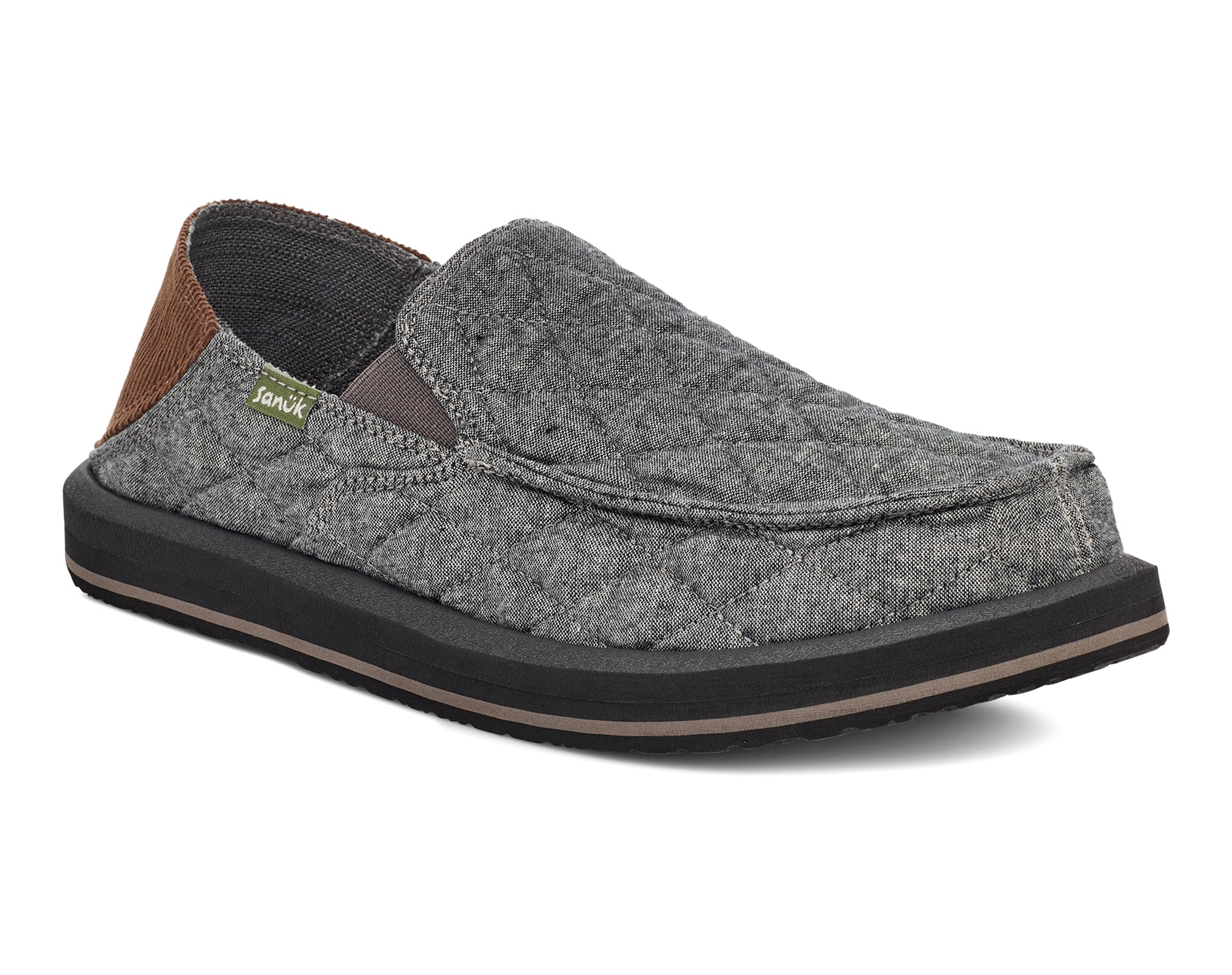 Sanuk Donny Quilted mocassini uomo Charcoal in cotone