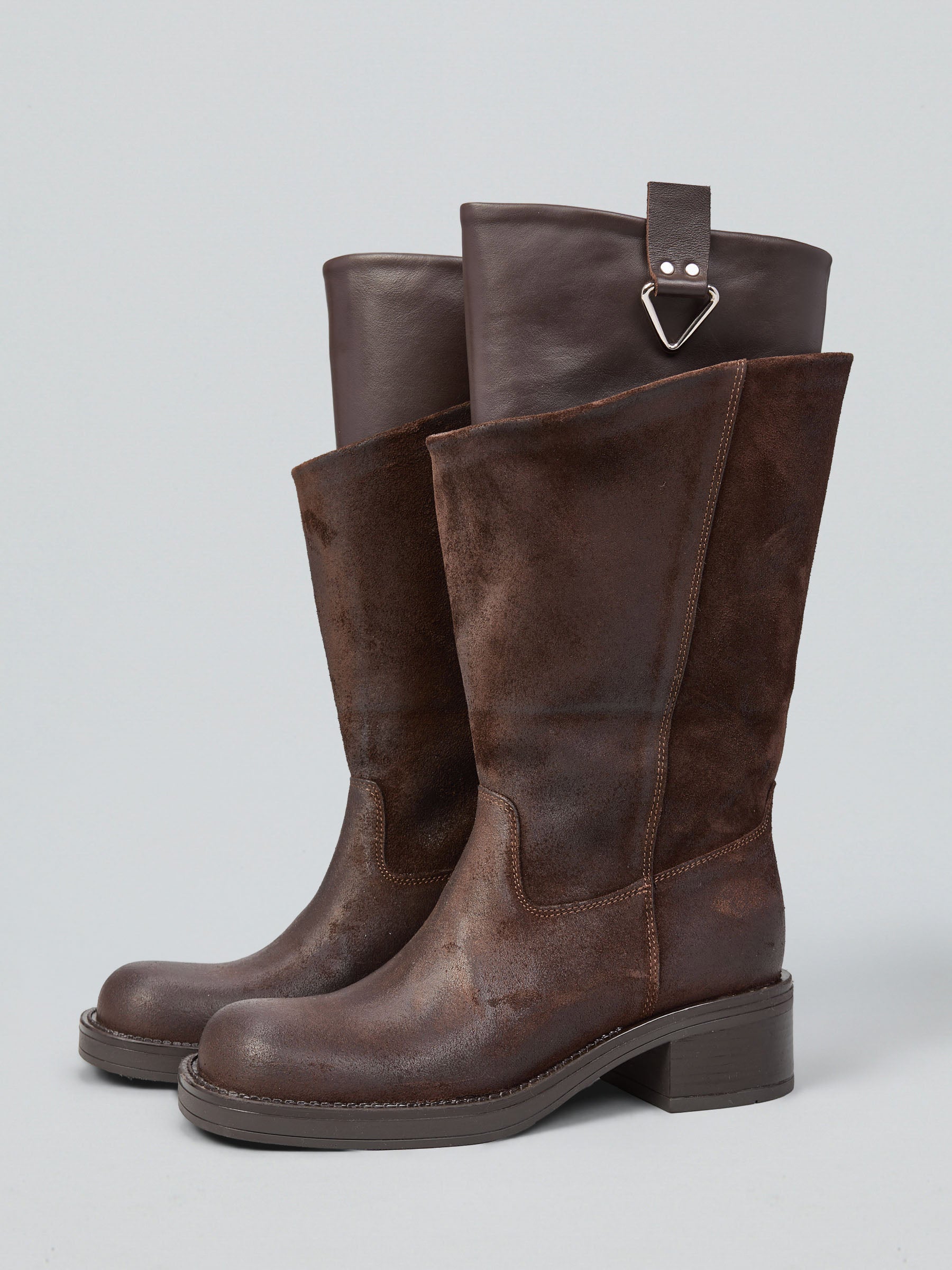 Ovyè Stivali con Tacco stivali camoscio moro tacco 5 cm