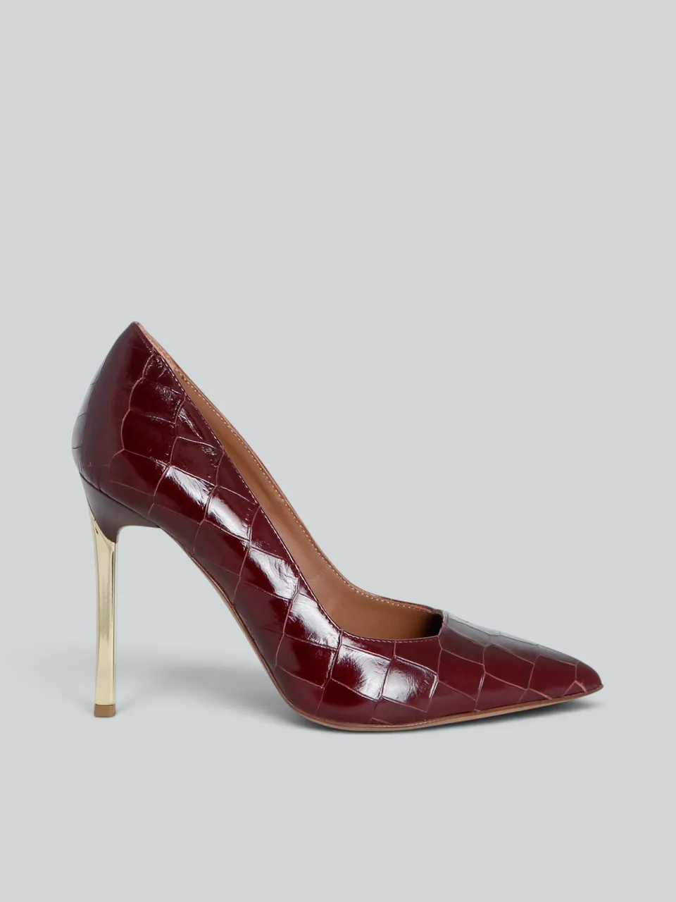 Ovyè Décolleté e Slingback pelle stampa cocco bordeaux tacco 10 cm