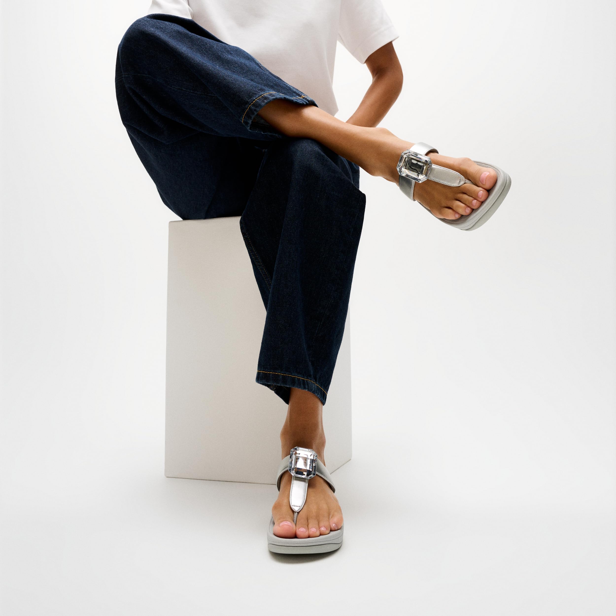 FitFlop Fino Crystal Prism sandali donna infradito 39 argento