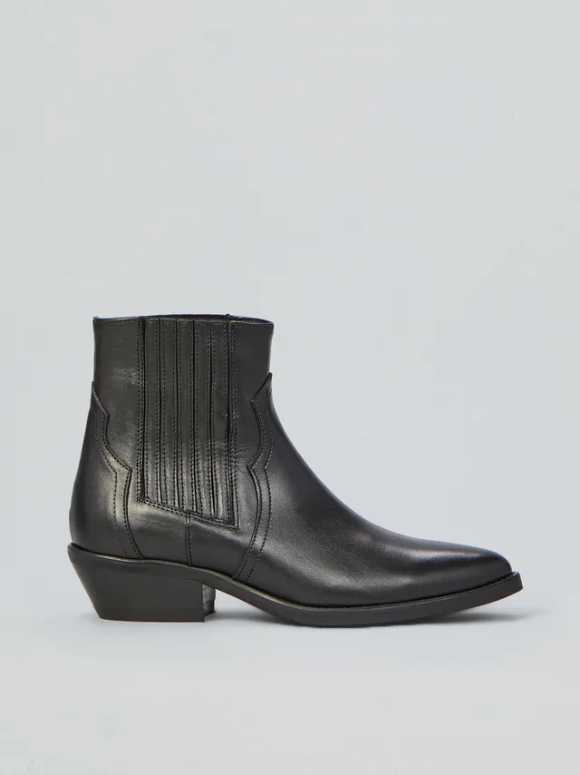 Ovyè Stivali Texani pelle neri elastico tacco 4 cm