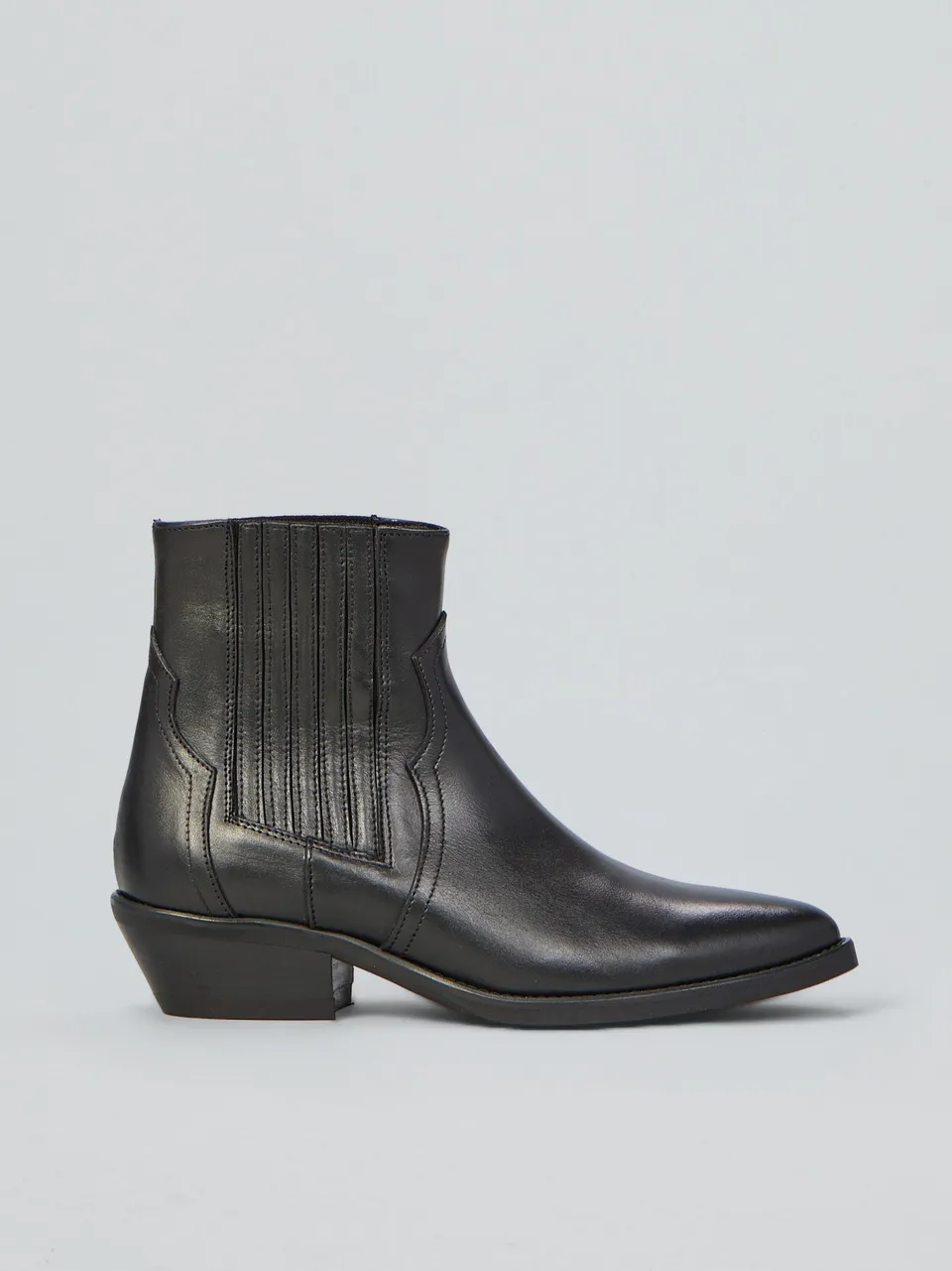 Ovyè Stivali Texani pelle neri elastico tacco 4 cm