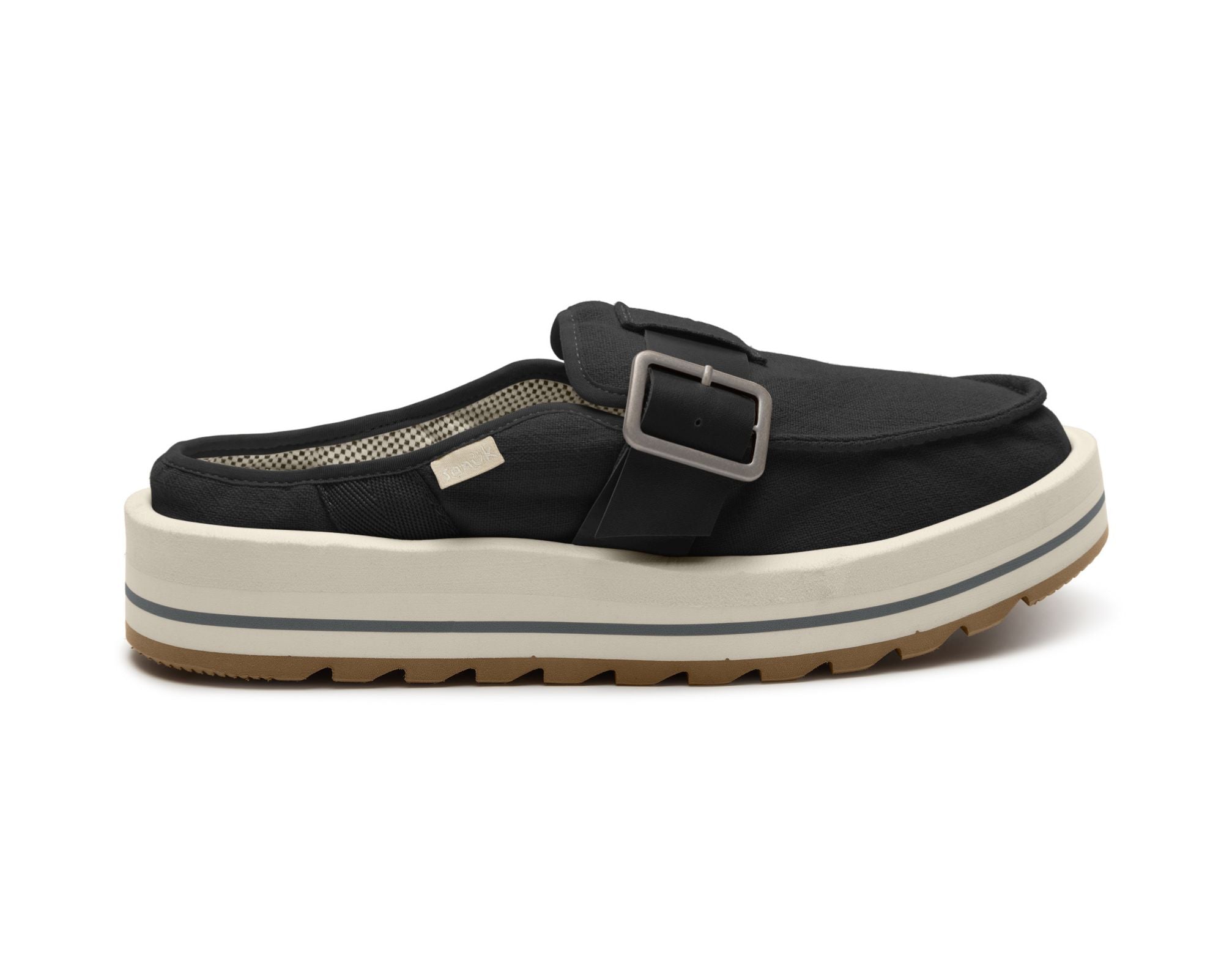 Sanuk Donna Sash-Hey sabot donna Nero cotone con zeppa