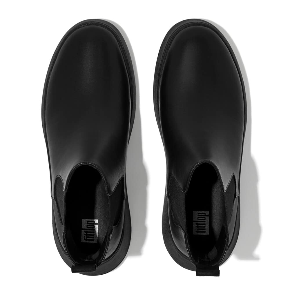 FitFlop F-mode Flatform Stivali Chelsea Donna Nero Pelle
