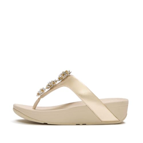 FitFlop Flowrise Metallic Adornment Toe-Post sandali donna oro rosa