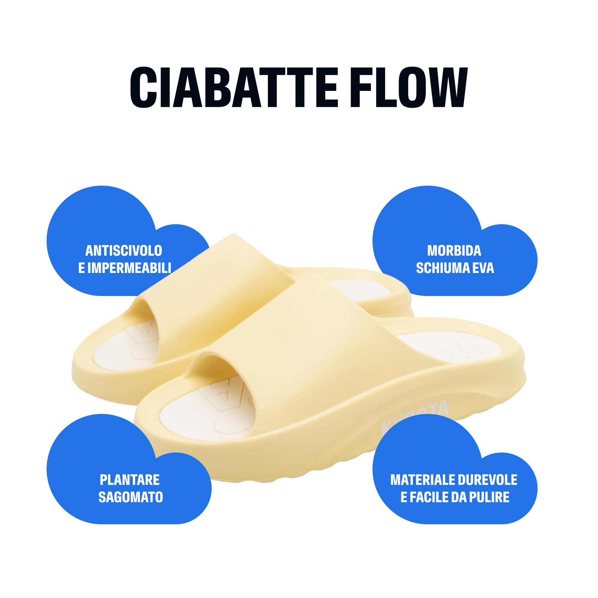 Kubota Flow ciabatte piscina unisex Giallo 45 antiscivolo