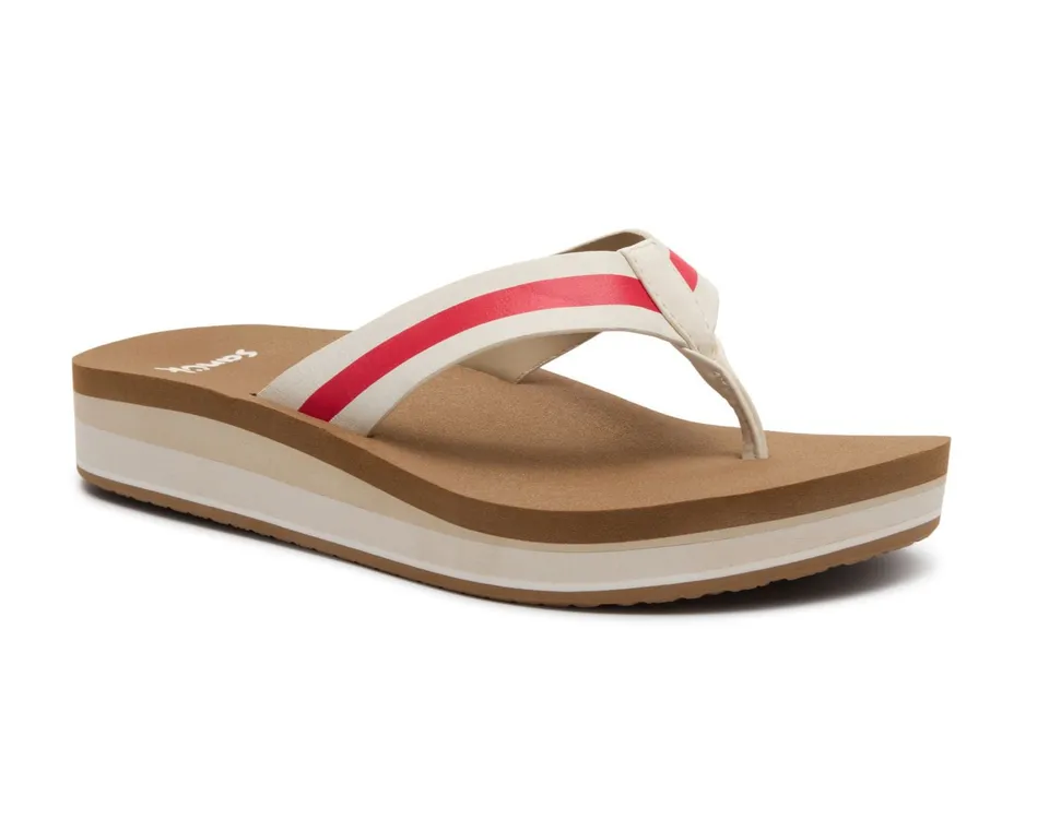 Sanuk Highland Stripe sandali donna Red suola morbida