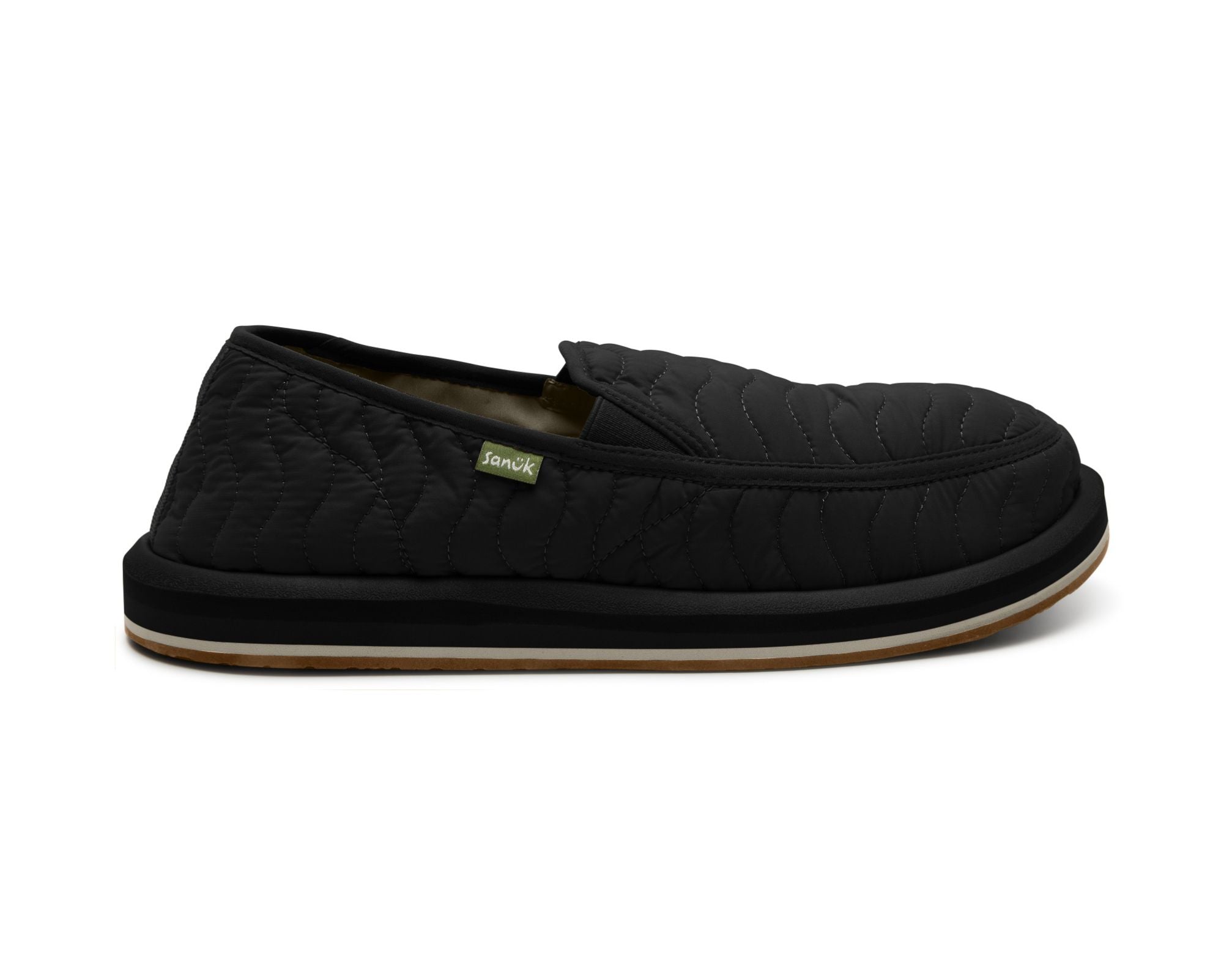Sanuk Donny Quilted mocassini uomo neri tela trapuntata