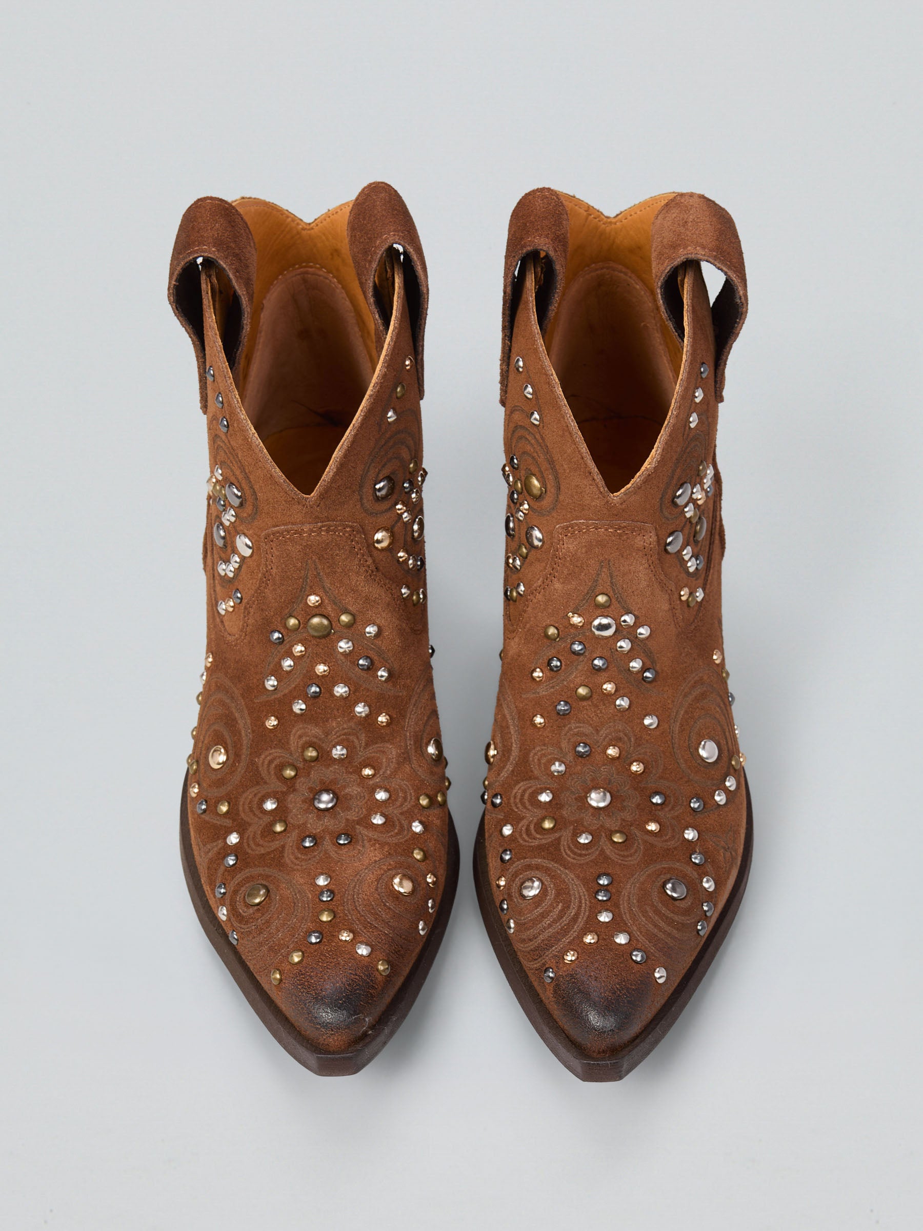 Ovyè Stivali con tacco Texani camoscio brandy tacco 5 cm