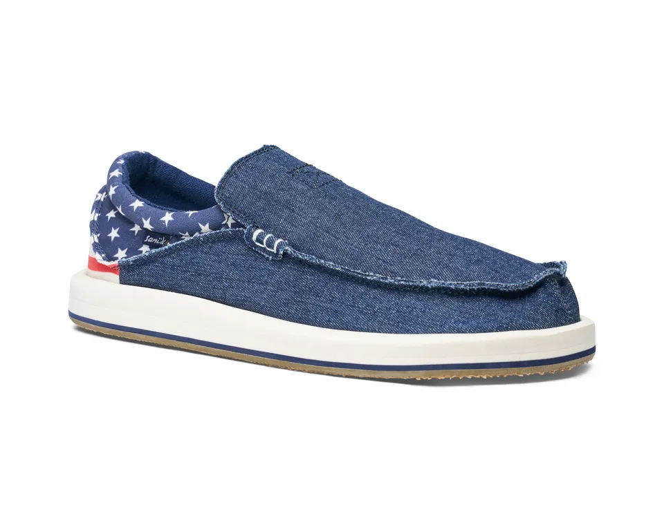Sanuk Chiba Novelty slip-on uomo RWB Denim cotone