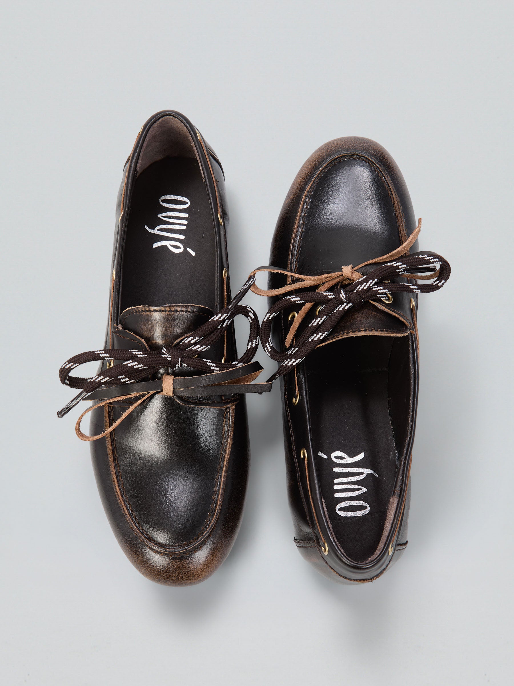 Ovyè Mocassini in pelle modello barca scarpe tacco 1 cm