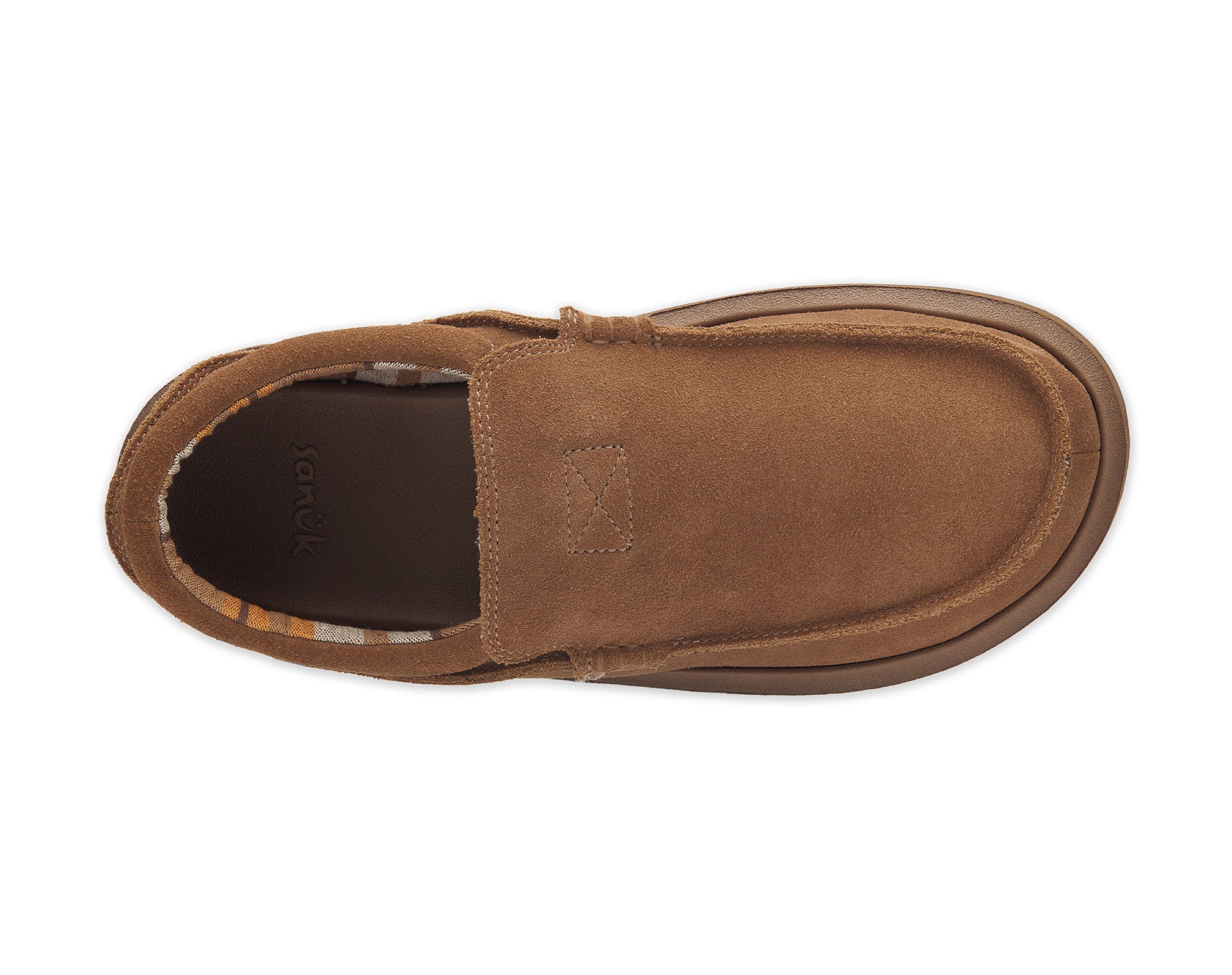 Sanuk Chiba Leather mocassini uomo tan pelle scamosciata
