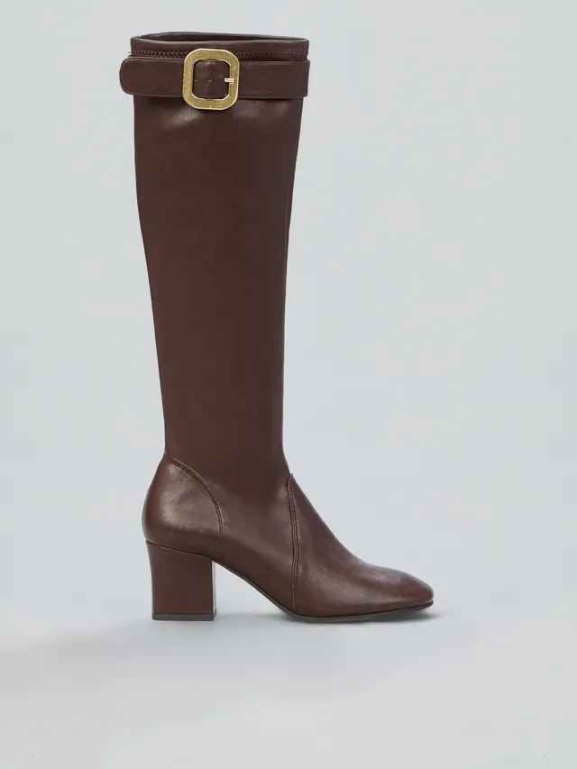 Ovyè Stivali con tacco stretch marrone tacco 6 cm