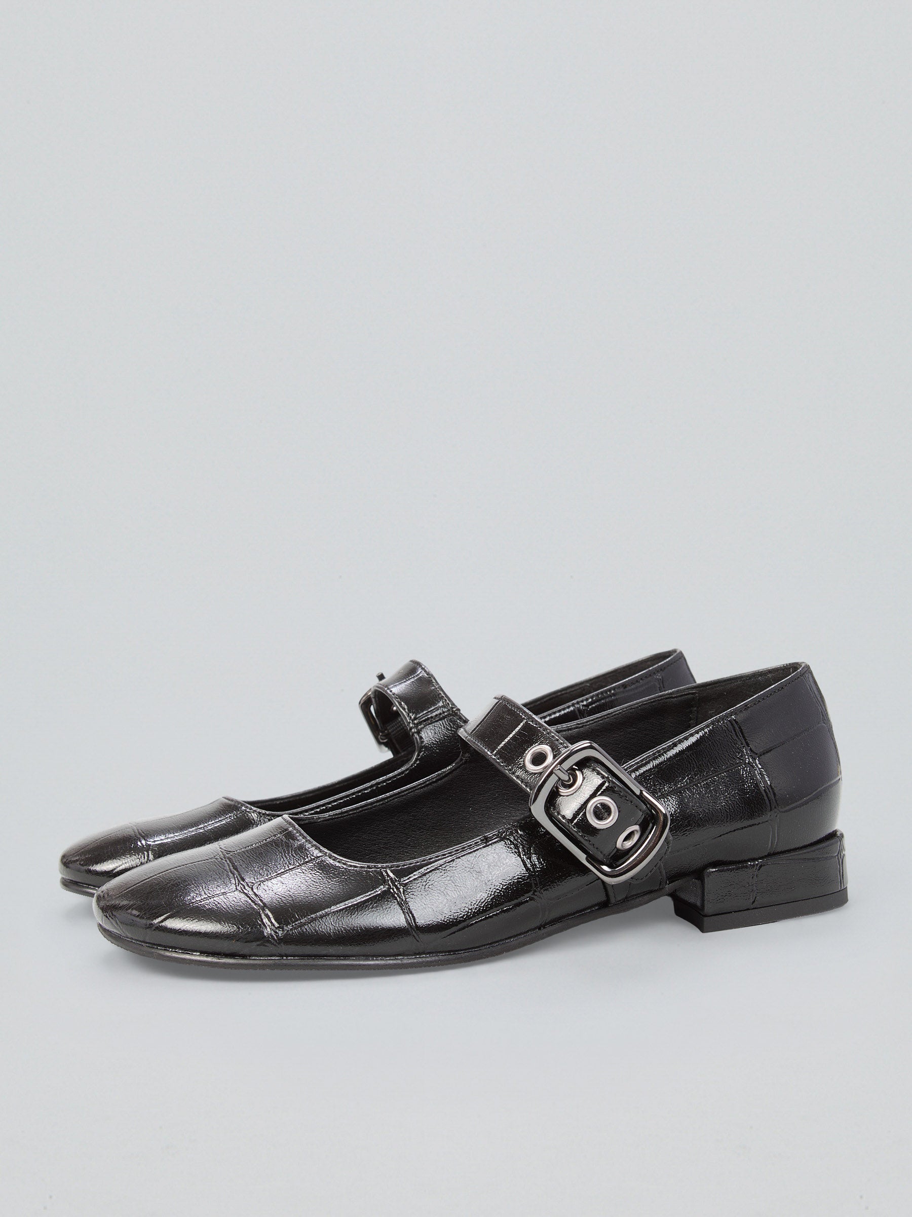 Ovyè Mary Jane cocco ballerine nere ecopelle tacco 2 cm