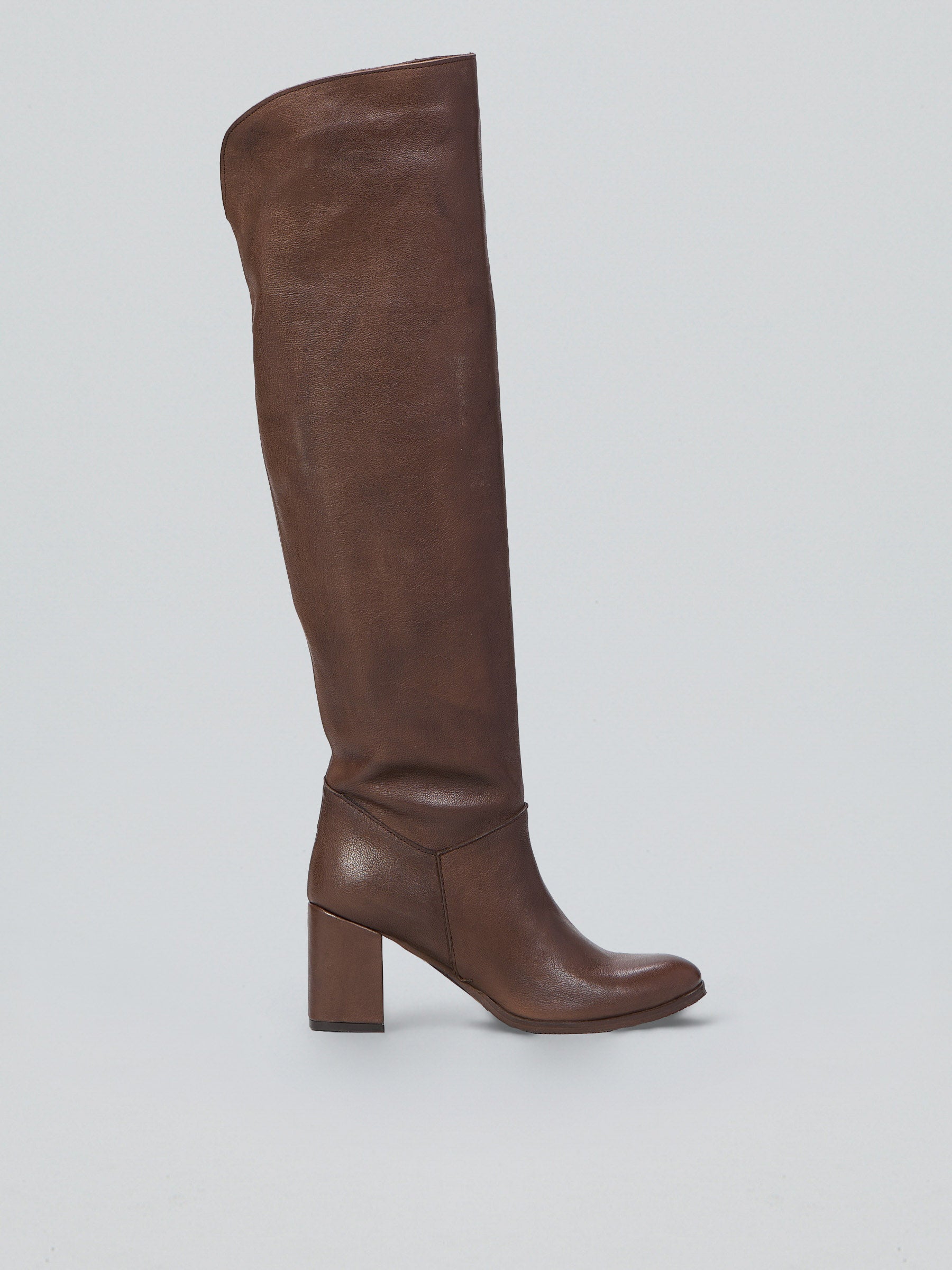 Ovyè Stivali con tacco pelle cioccolato stivali tacco 8 cm
