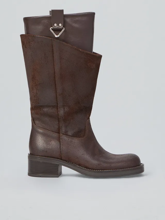 Ovyè Stivali con Tacco stivali camoscio moro tacco 5 cm