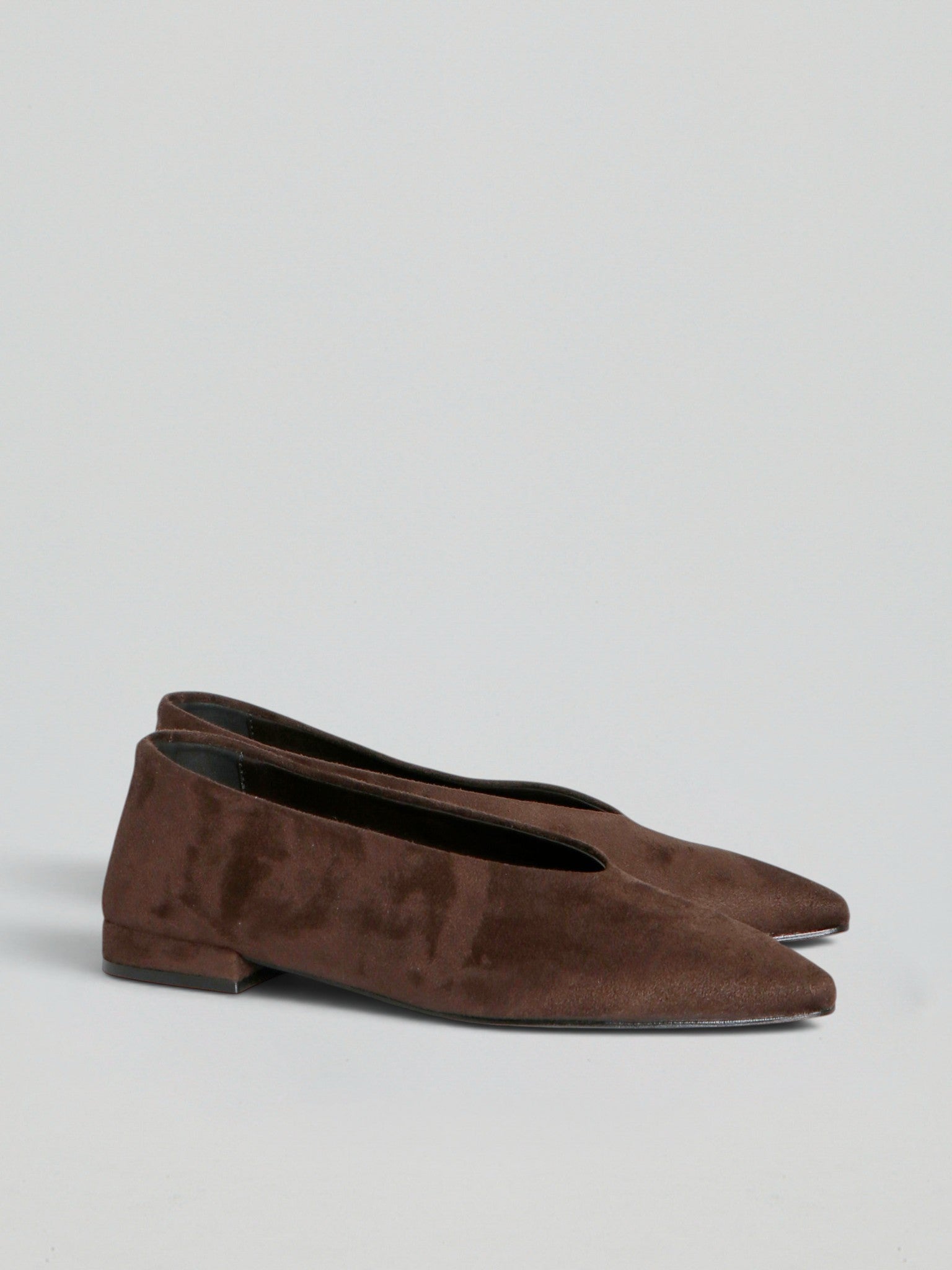 Ovyè Ballerine a punta ecopelle moro tacco 2 cm