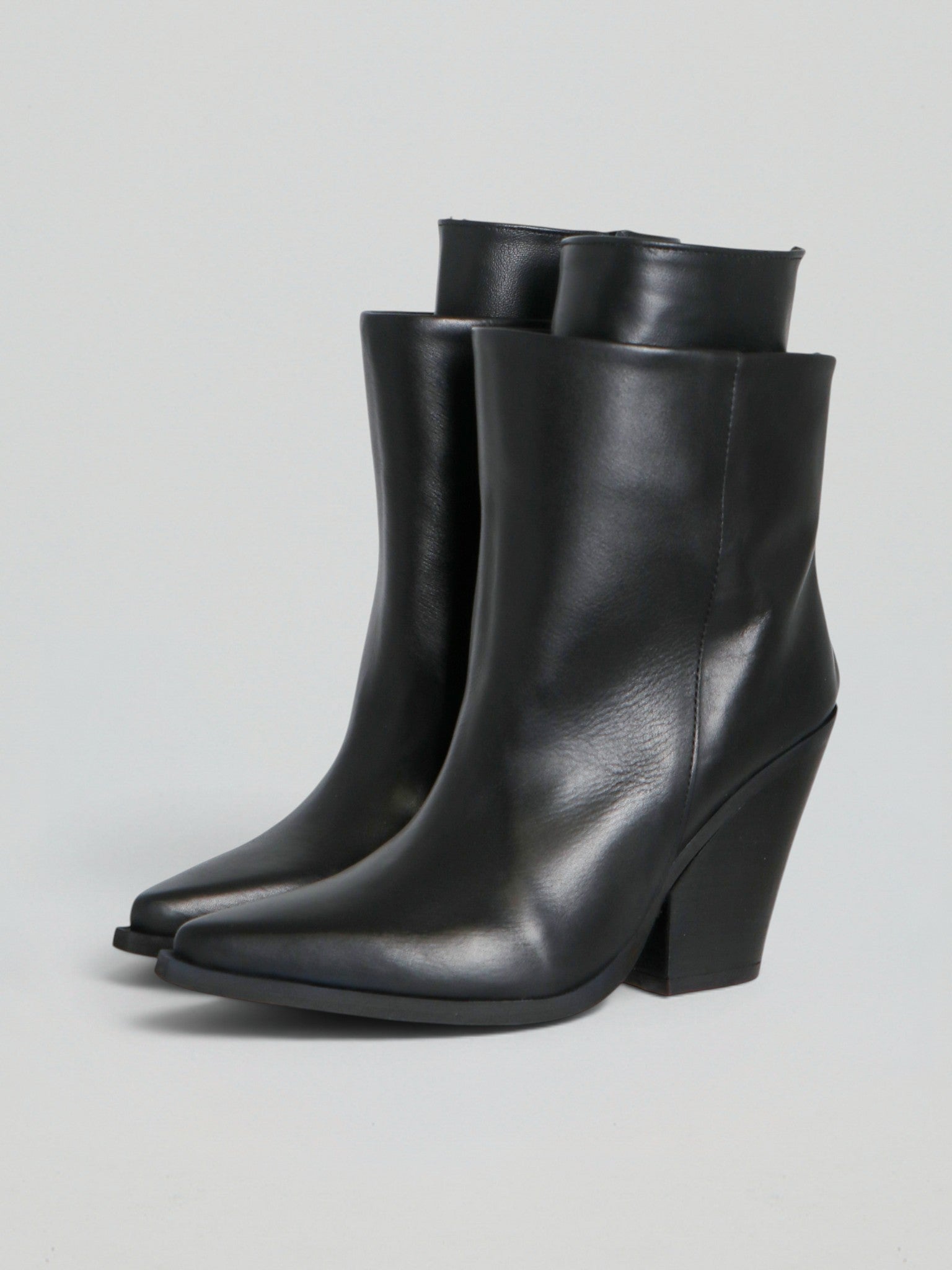 Ovyè Texani pelle neri tacco 10 cm cerniera