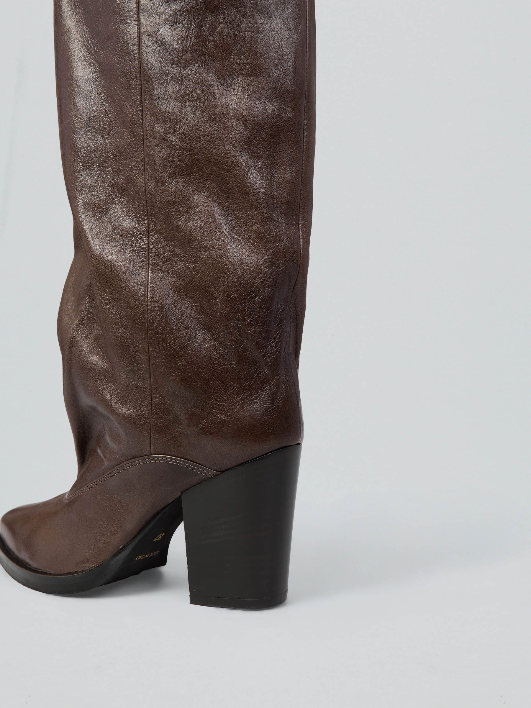 Ovyè Stivali in Pelle Carbonio Tacco 8cm 38