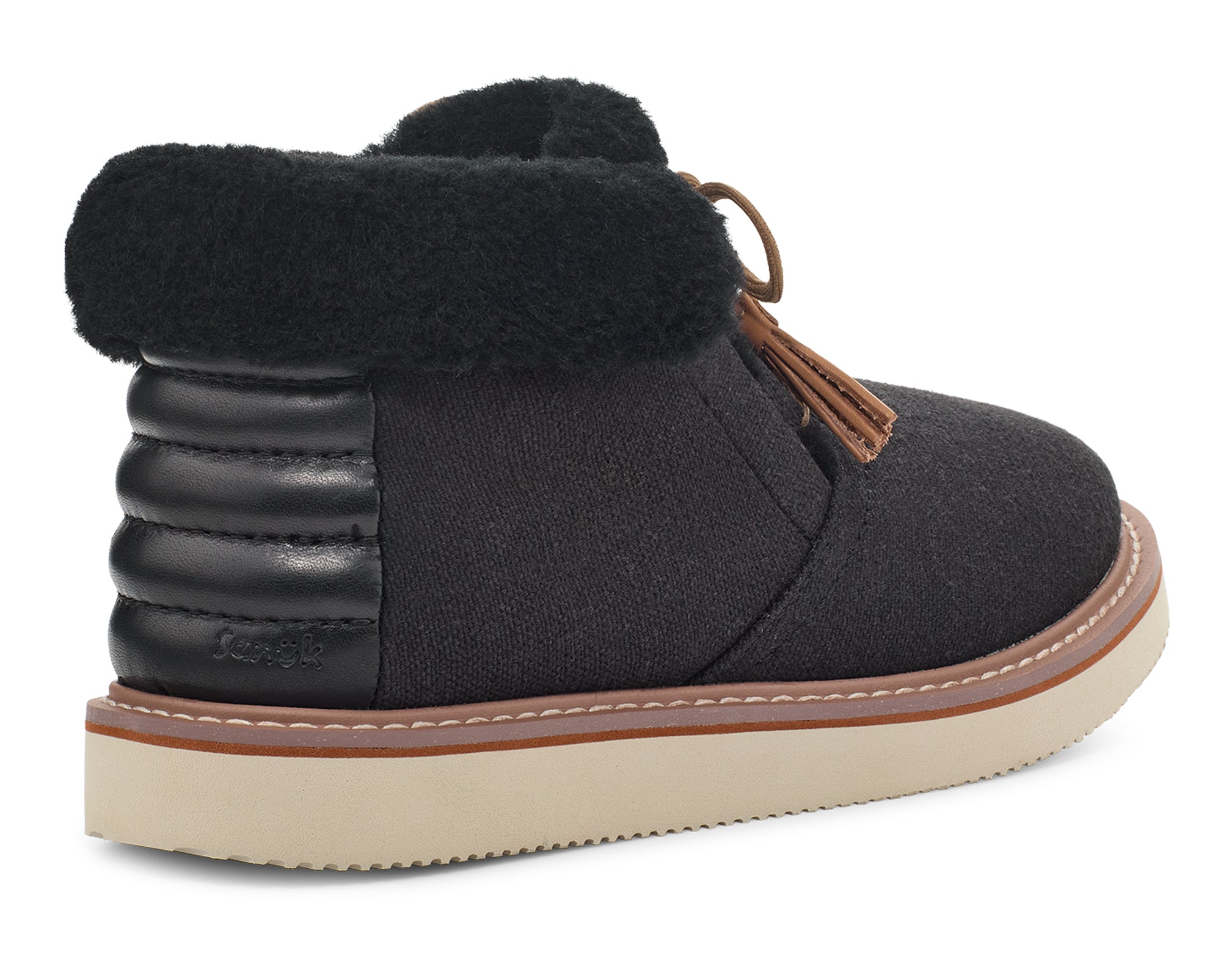 Sanuk Cozy Vibe Mid stivali donna Nero in lana