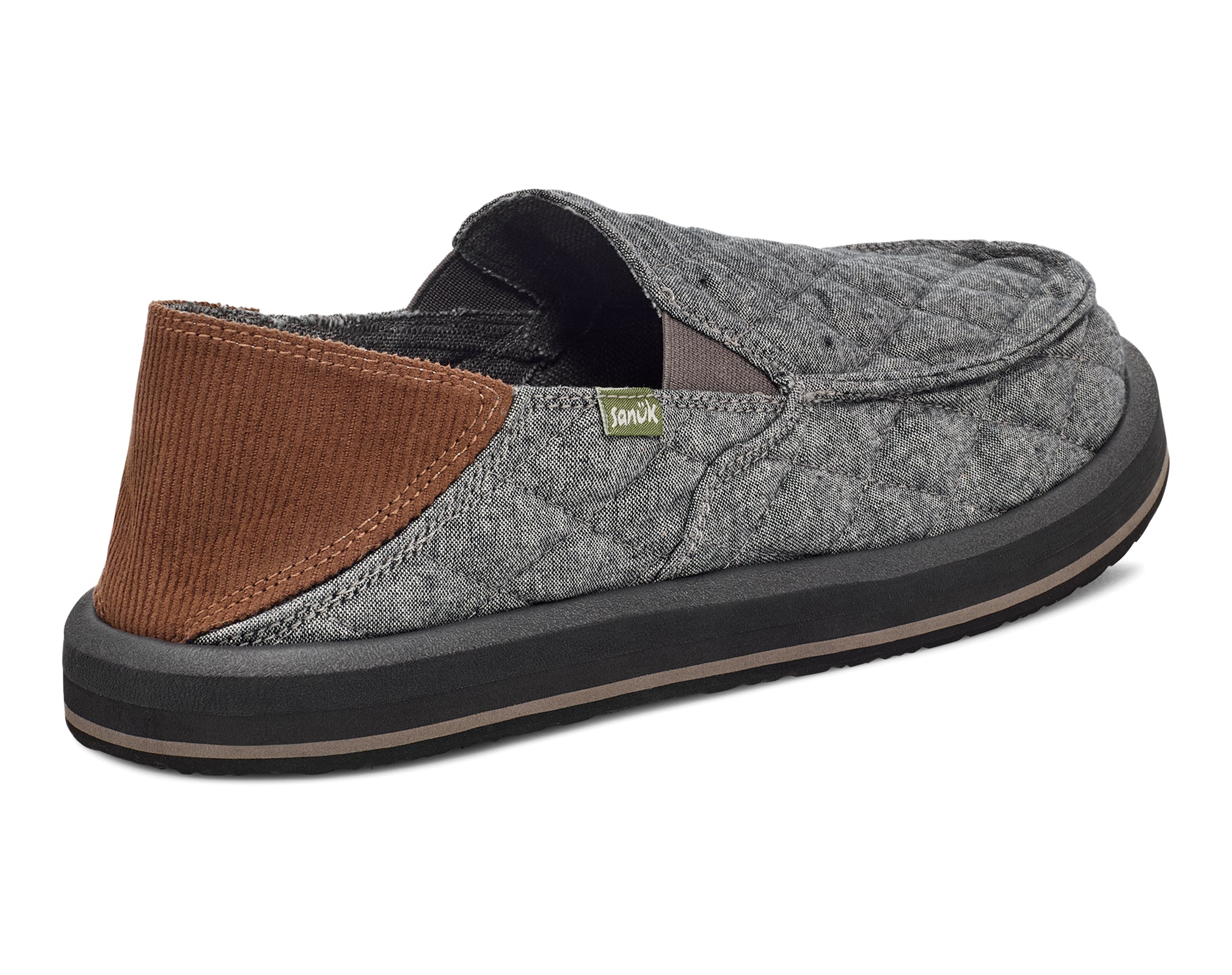 Sanuk Donny Quilted mocassini uomo Charcoal in cotone