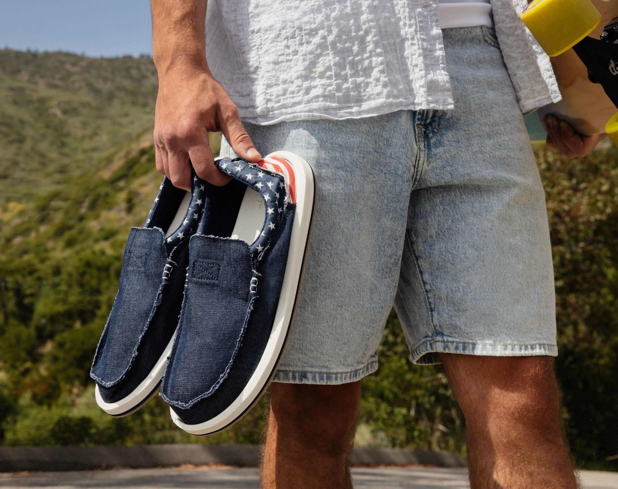 Sanuk Chiba Novelty slip-on uomo RWB Denim cotone