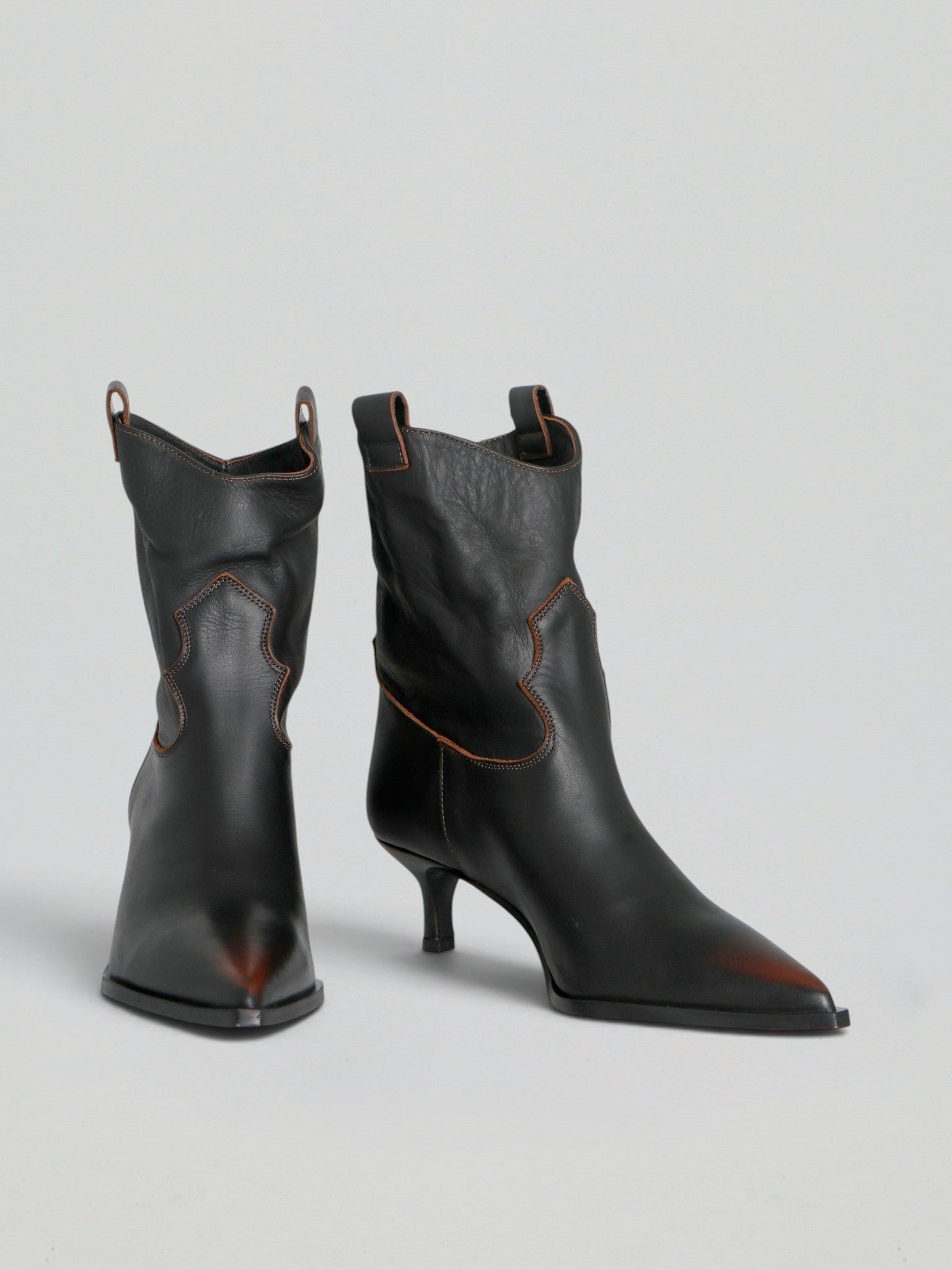 Ovyè Tronchetti pelle marrone tacco 5 cm
