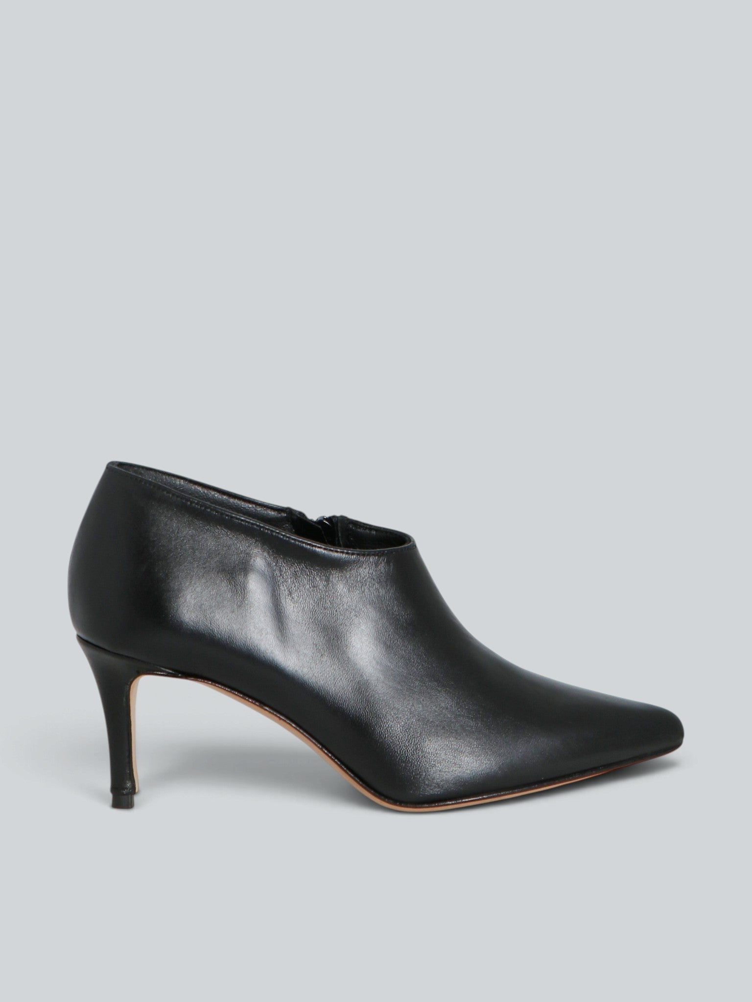 Ovyè Tronchetti con tacco pelle neri cerniera tacco 7 cm