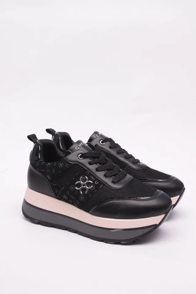 Cinzia Soft Sneakers CN2051 Scarpe Donna Nero Ecopelle Tacco 3 cm