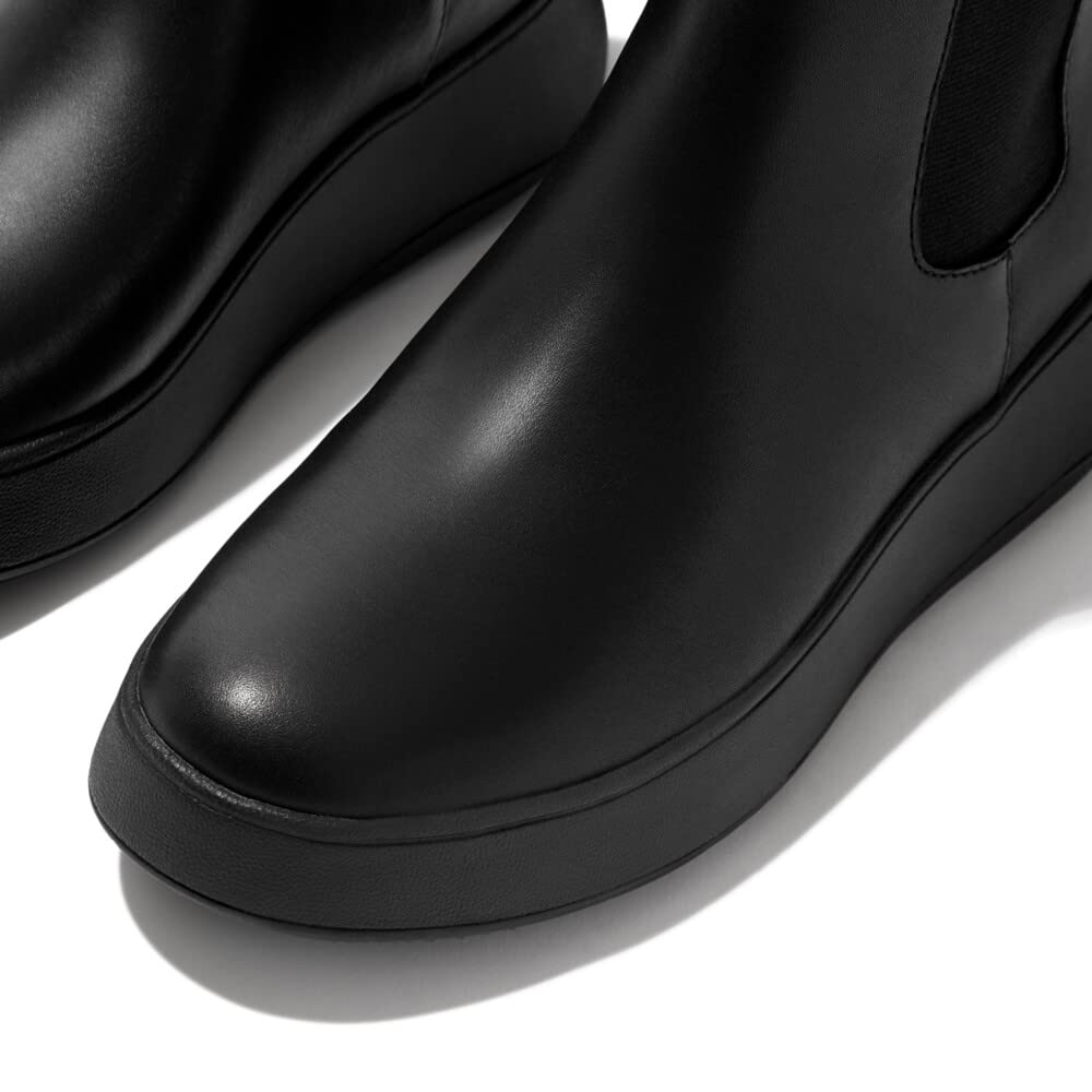 FitFlop F-mode Flatform Stivali Chelsea Donna Nero Pelle