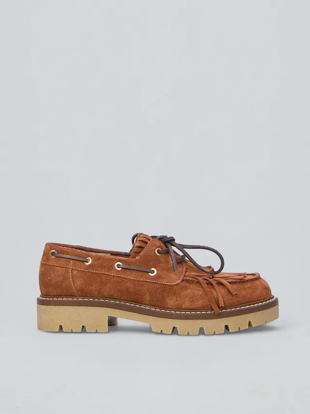 Ovyè Mocassini camoscio frange cognac mocassini taglia 38