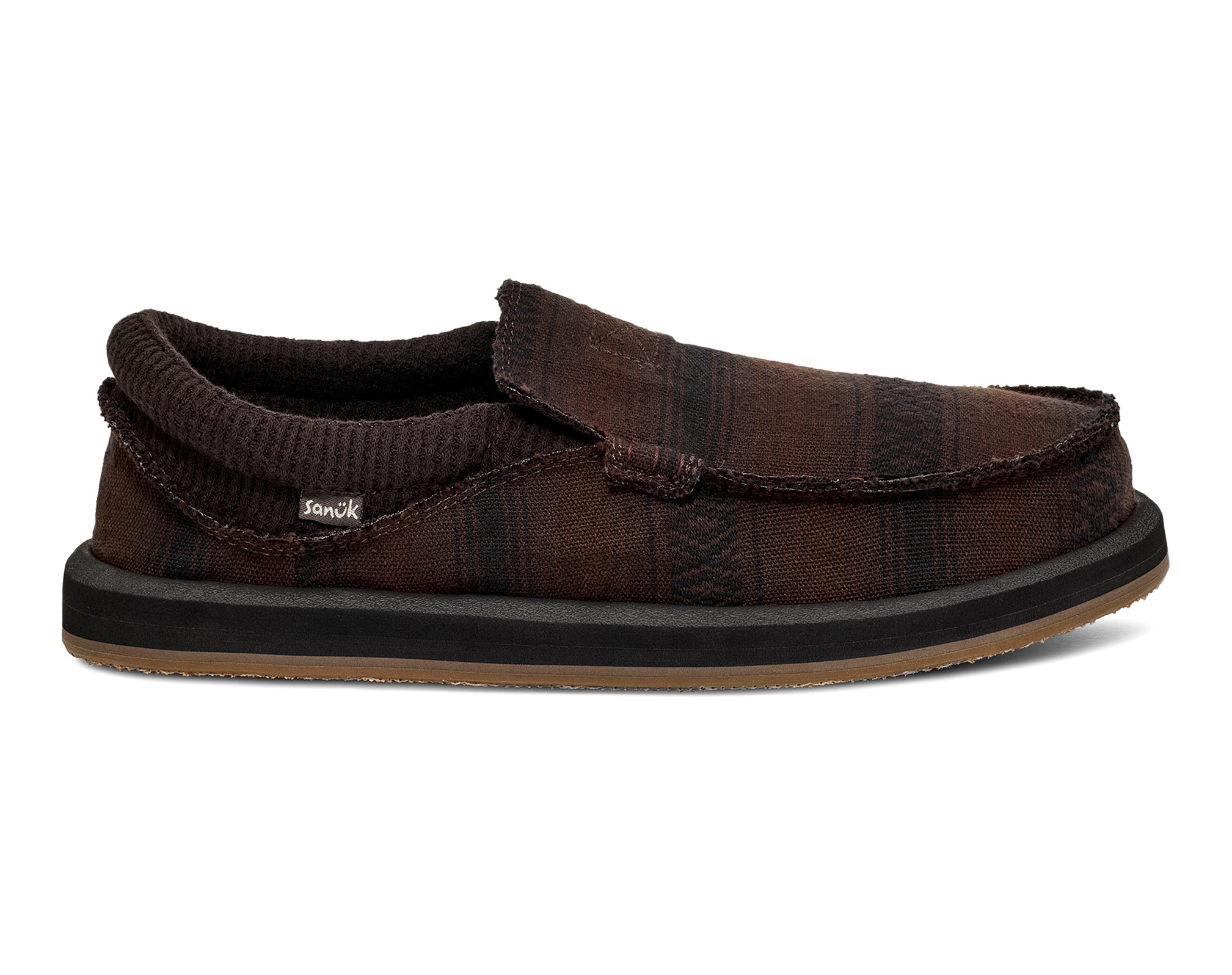 Sanuk Chiba Blanket Slip on uomo tessuto marroni comode