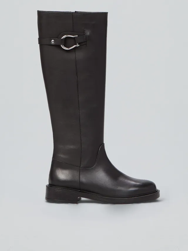 Ovyè Stivali con tacco pelle nera fibbia tacco 3 cm taglia 38
