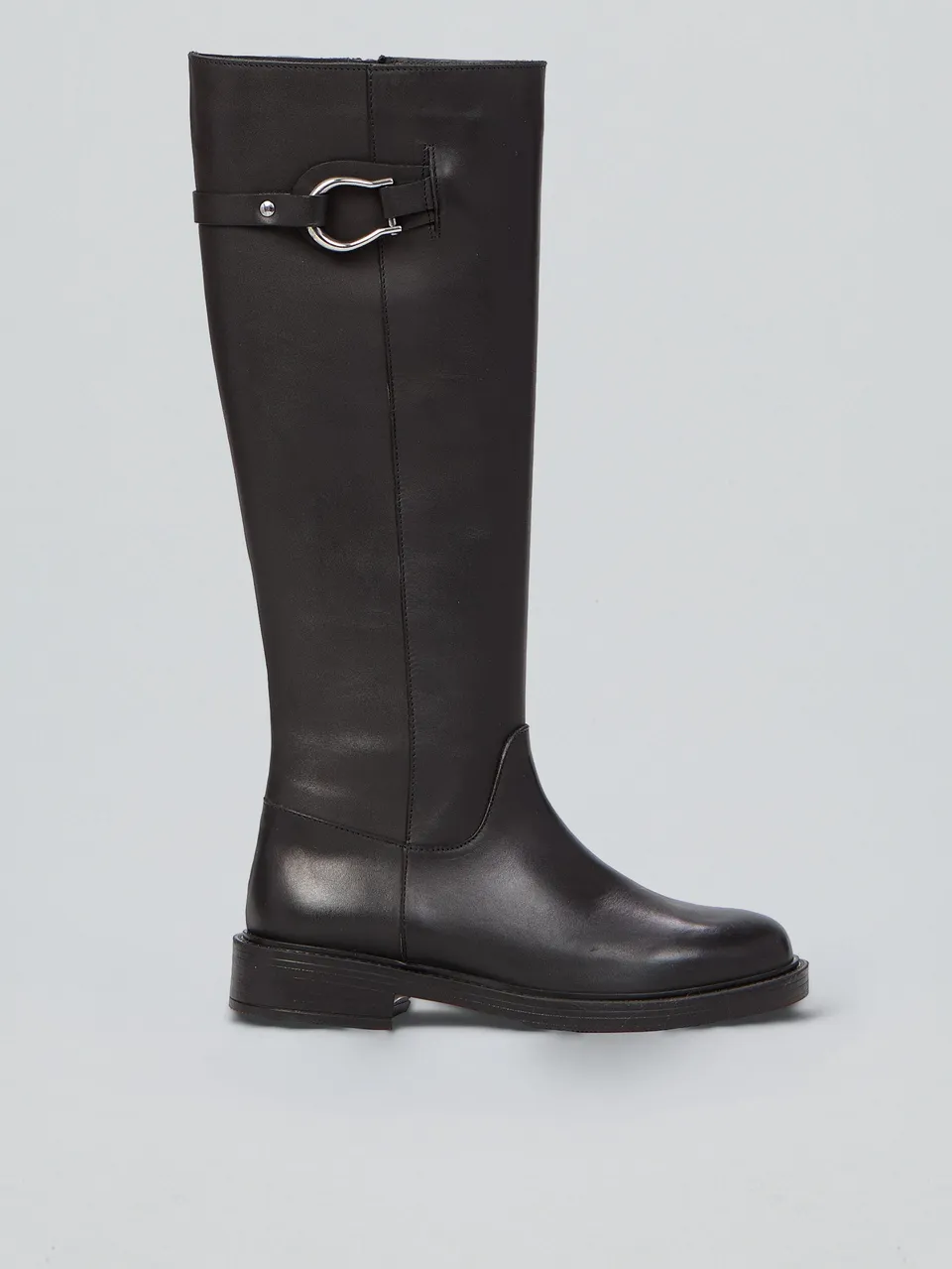 Ovyè Stivali con tacco pelle nera fibbia tacco 3 cm taglia 38