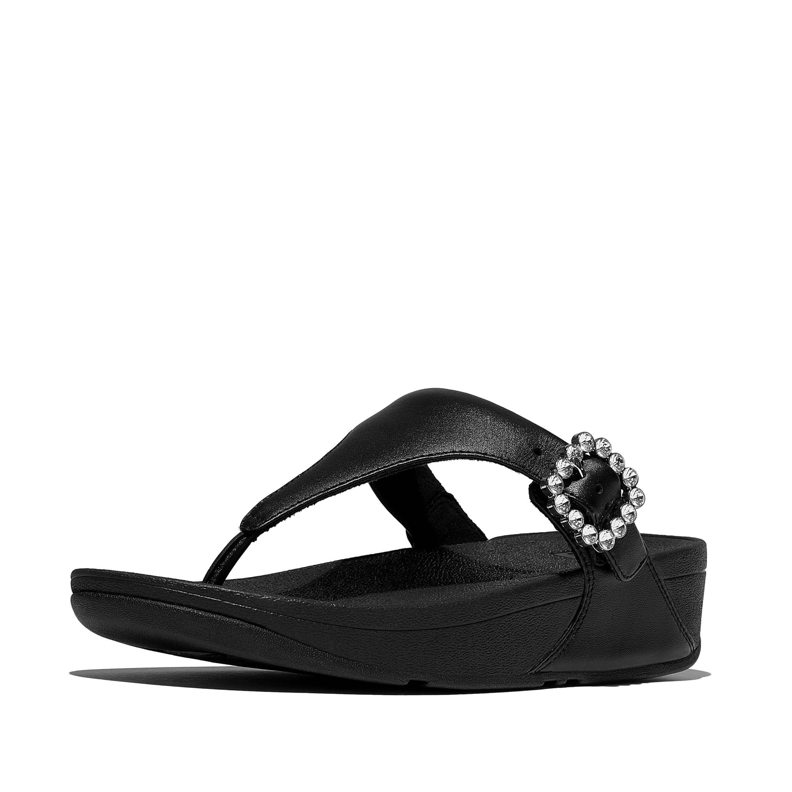 FitFlop Lulu Crystal Sandali Infradito Donna Nero Pelle