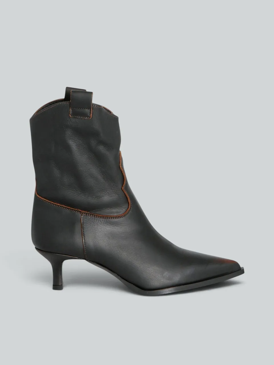 Ovyè Tronchetti pelle marrone tacco 5 cm